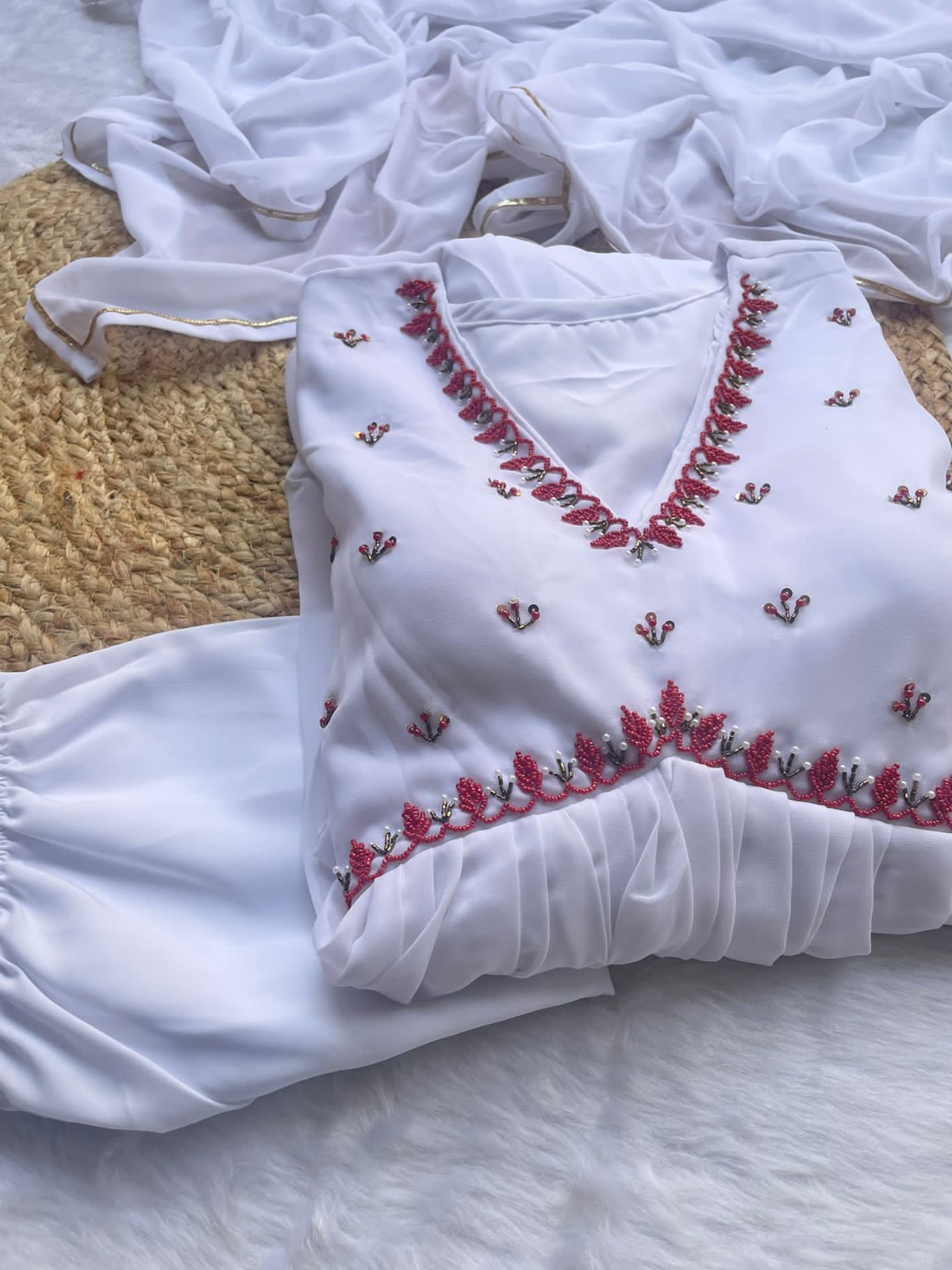 Exquisite Faux Georgette Festive Wear Handworked Suit - INDIAN ELEGANCE