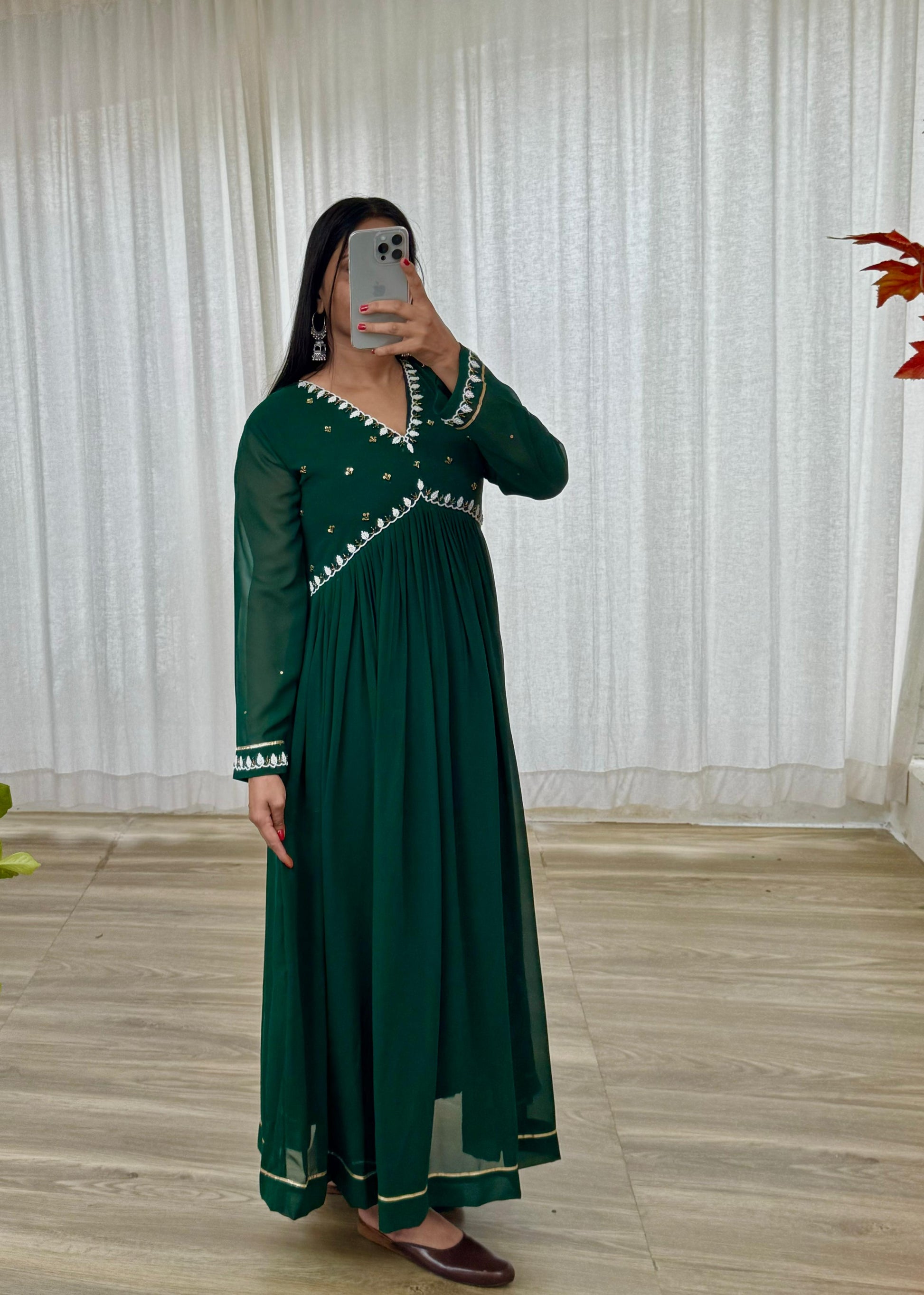 Exquisite Faux Georgette Festive Wear Handworked Suit - INDIAN ELEGANCE
