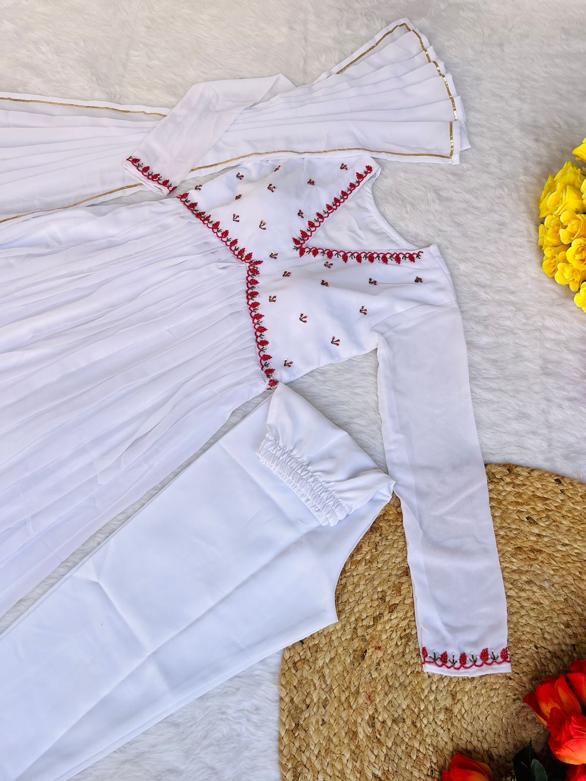 Exquisite Faux Georgette Festive Wear Handworked Suit - INDIAN ELEGANCE