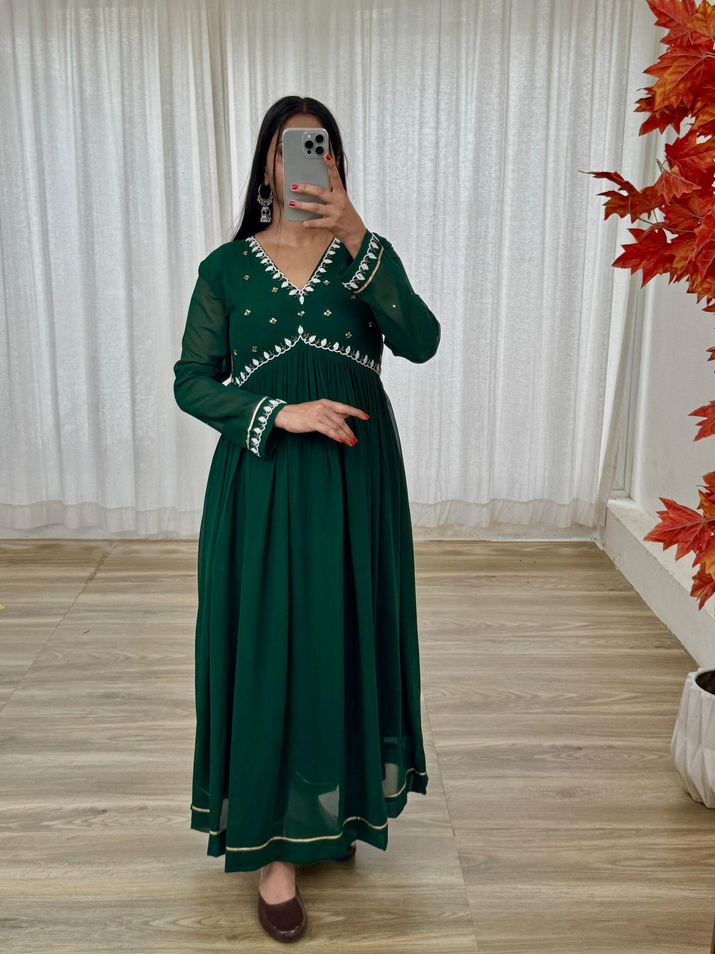 Exquisite Faux Georgette Festive Wear Handworked Suit - INDIAN ELEGANCE