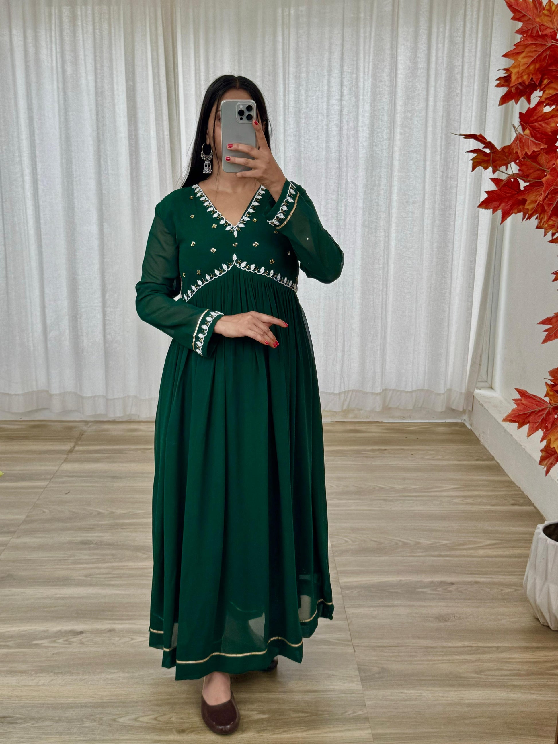 Exquisite Faux Georgette Festive Wear Handworked Suit - INDIAN ELEGANCE