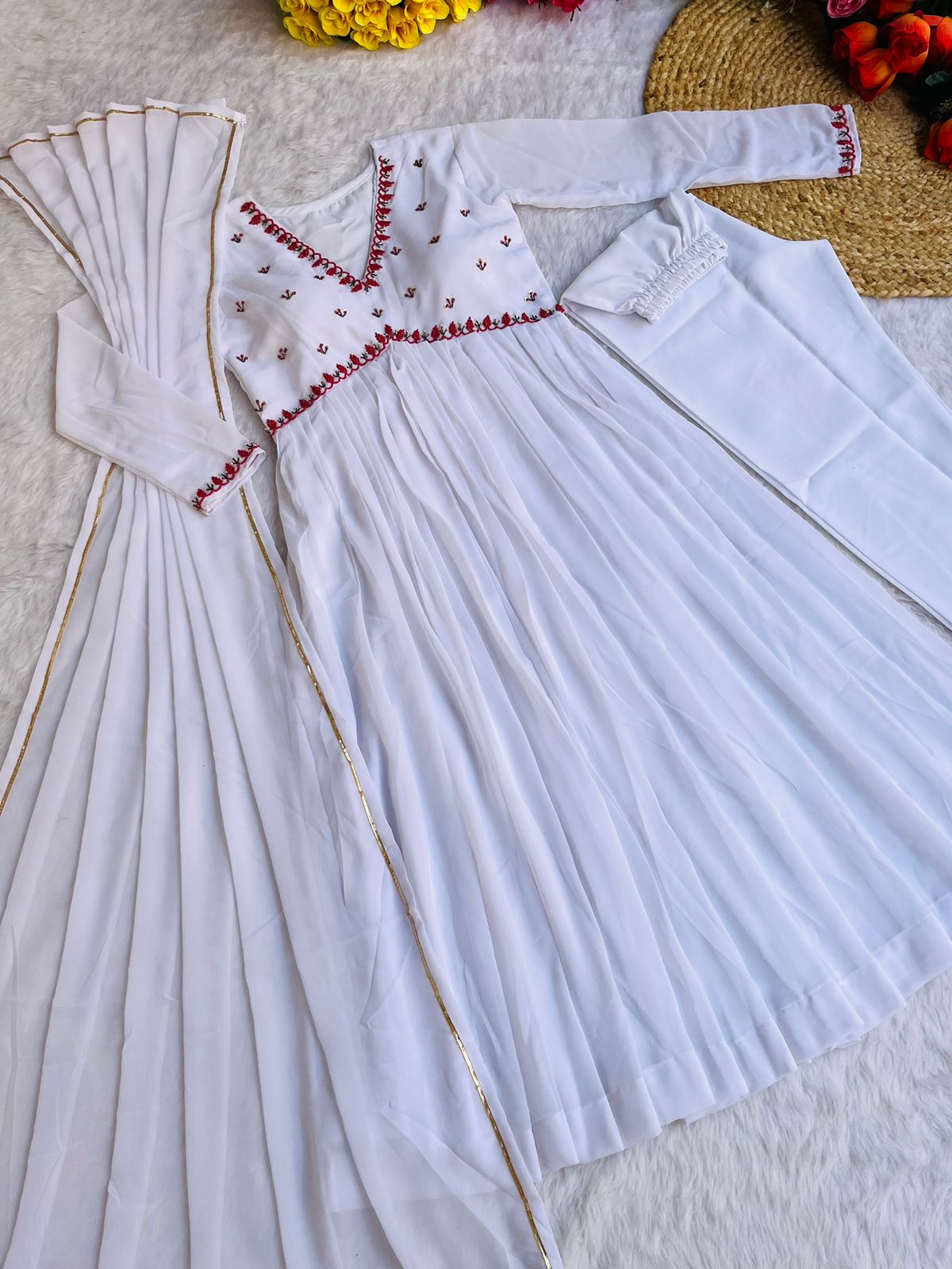 Exquisite Faux Georgette Festive Wear Handworked Suit - INDIAN ELEGANCE