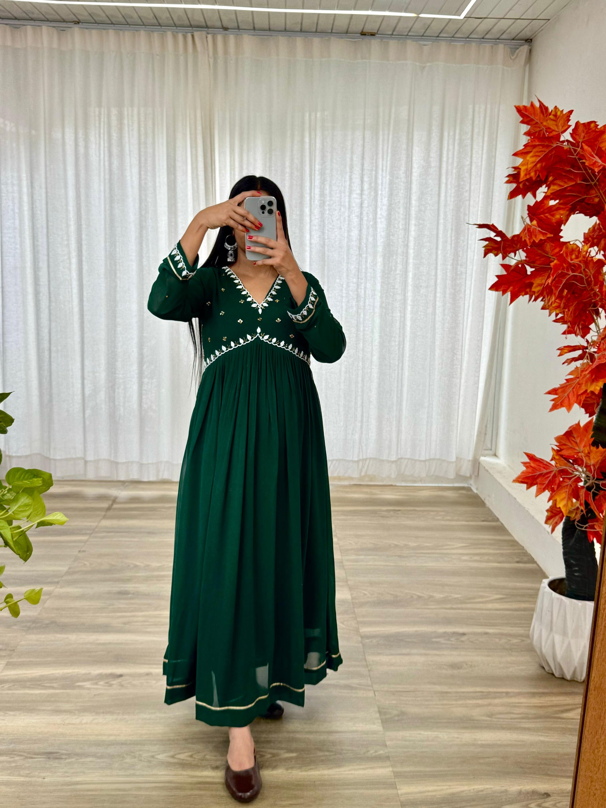 Exquisite Faux Georgette Festive Wear Handworked Suit - INDIAN ELEGANCE