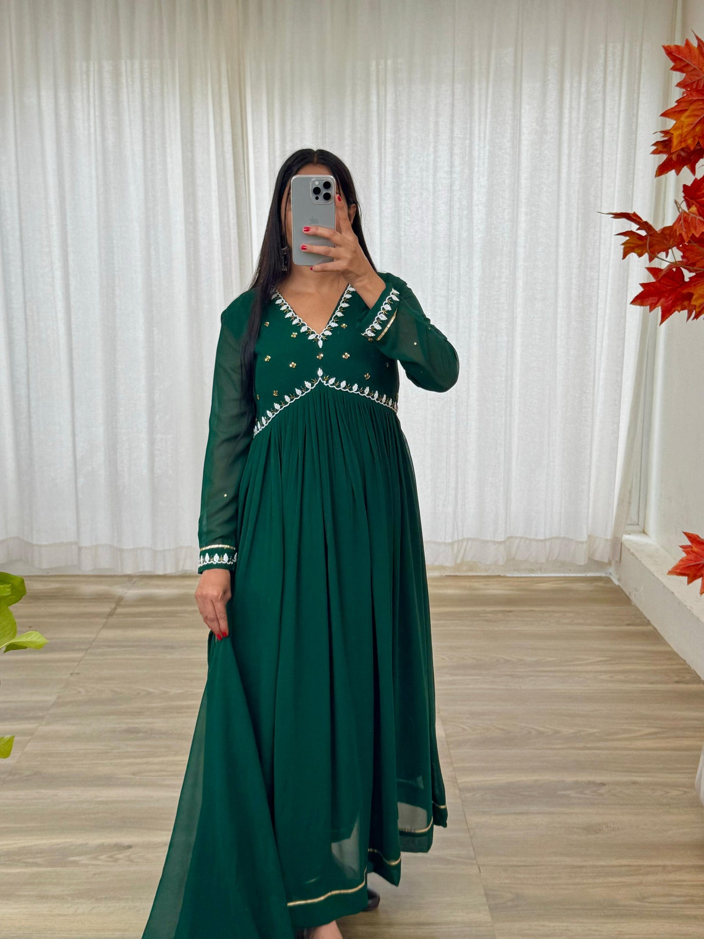 Exquisite Faux Georgette Festive Wear Handworked Suit - INDIAN ELEGANCE