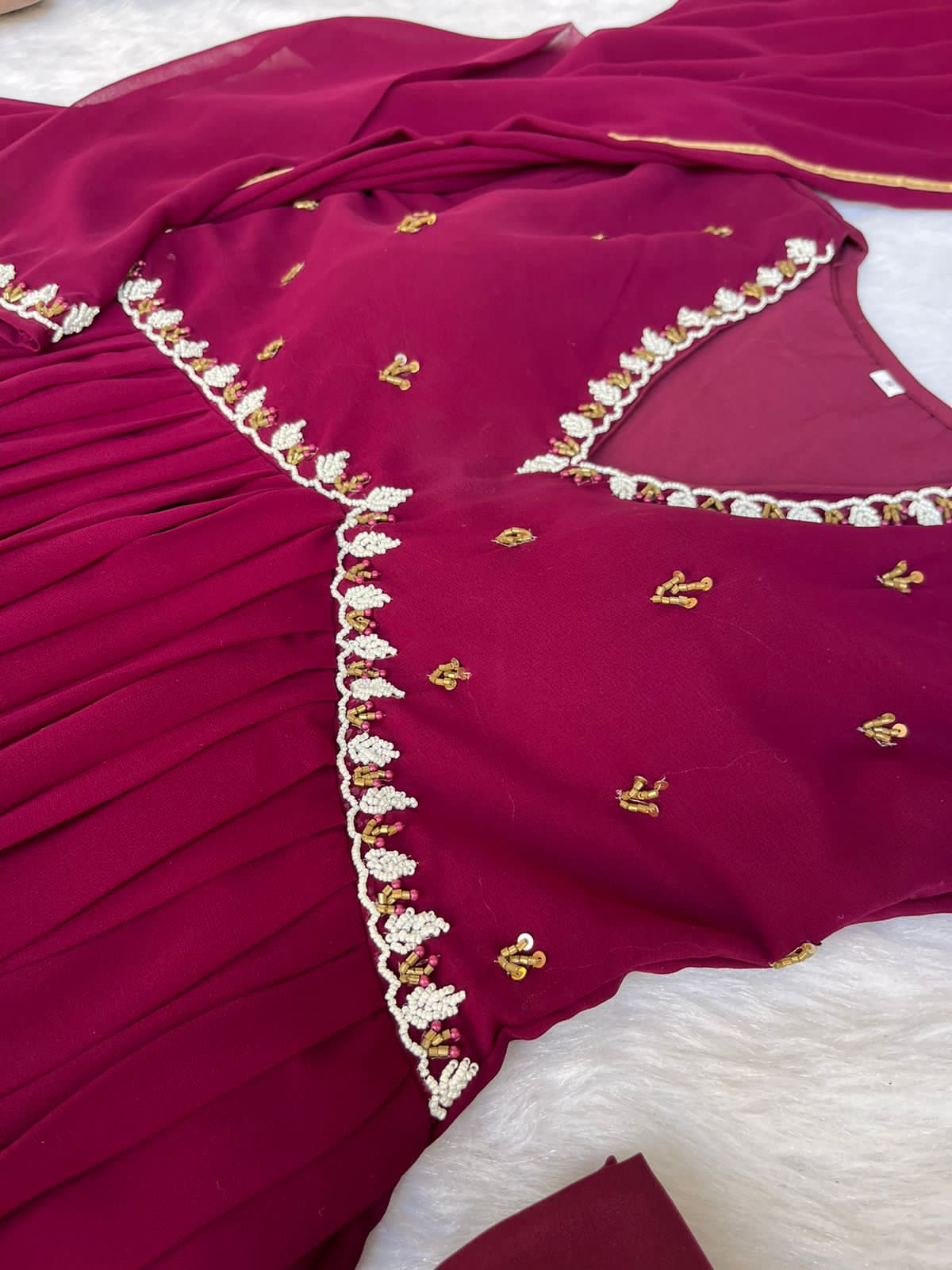 Exquisite Faux Georgette Festive Wear Handworked Suit - INDIAN ELEGANCE