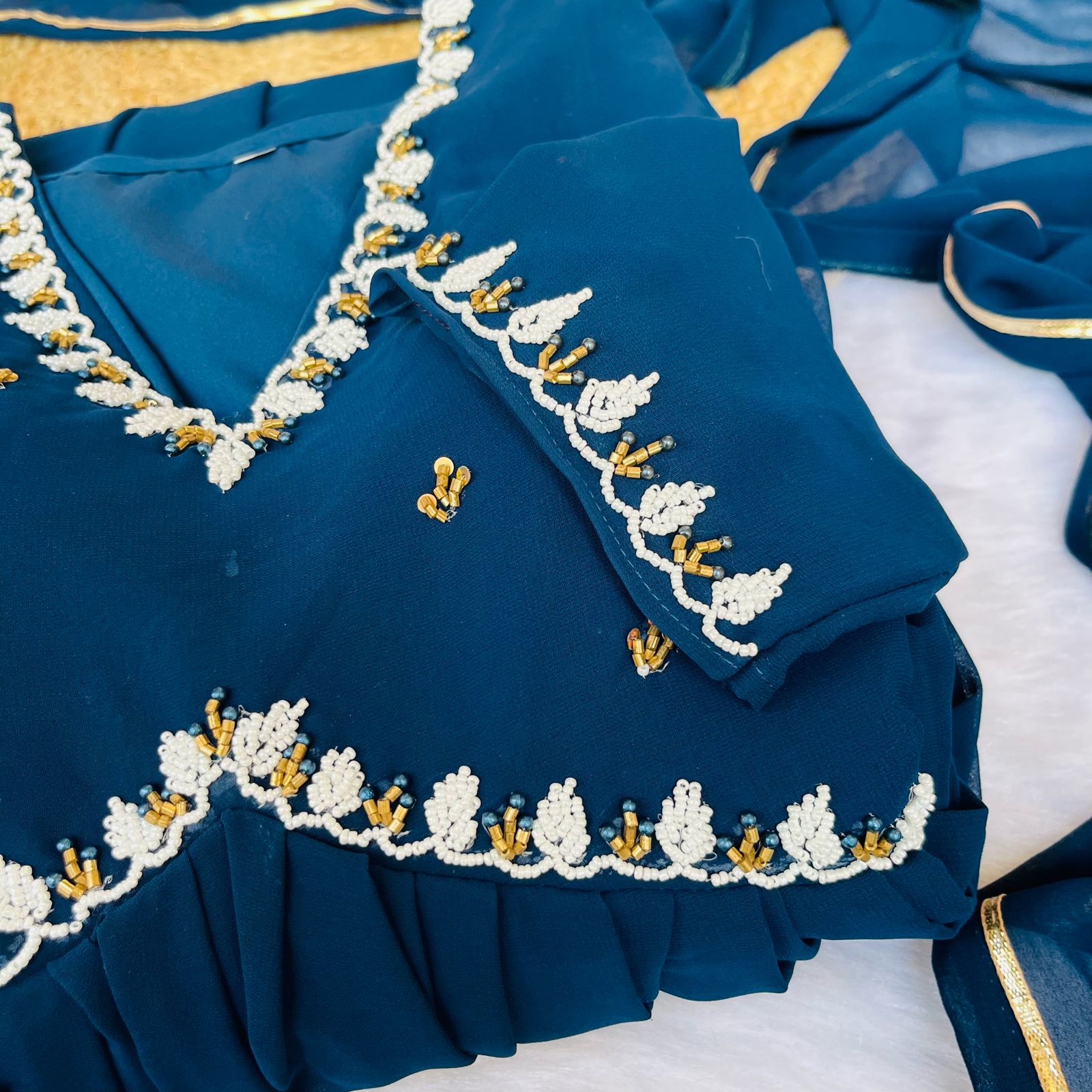 Exquisite Faux Georgette Festive Wear Handworked Suit - INDIAN ELEGANCE