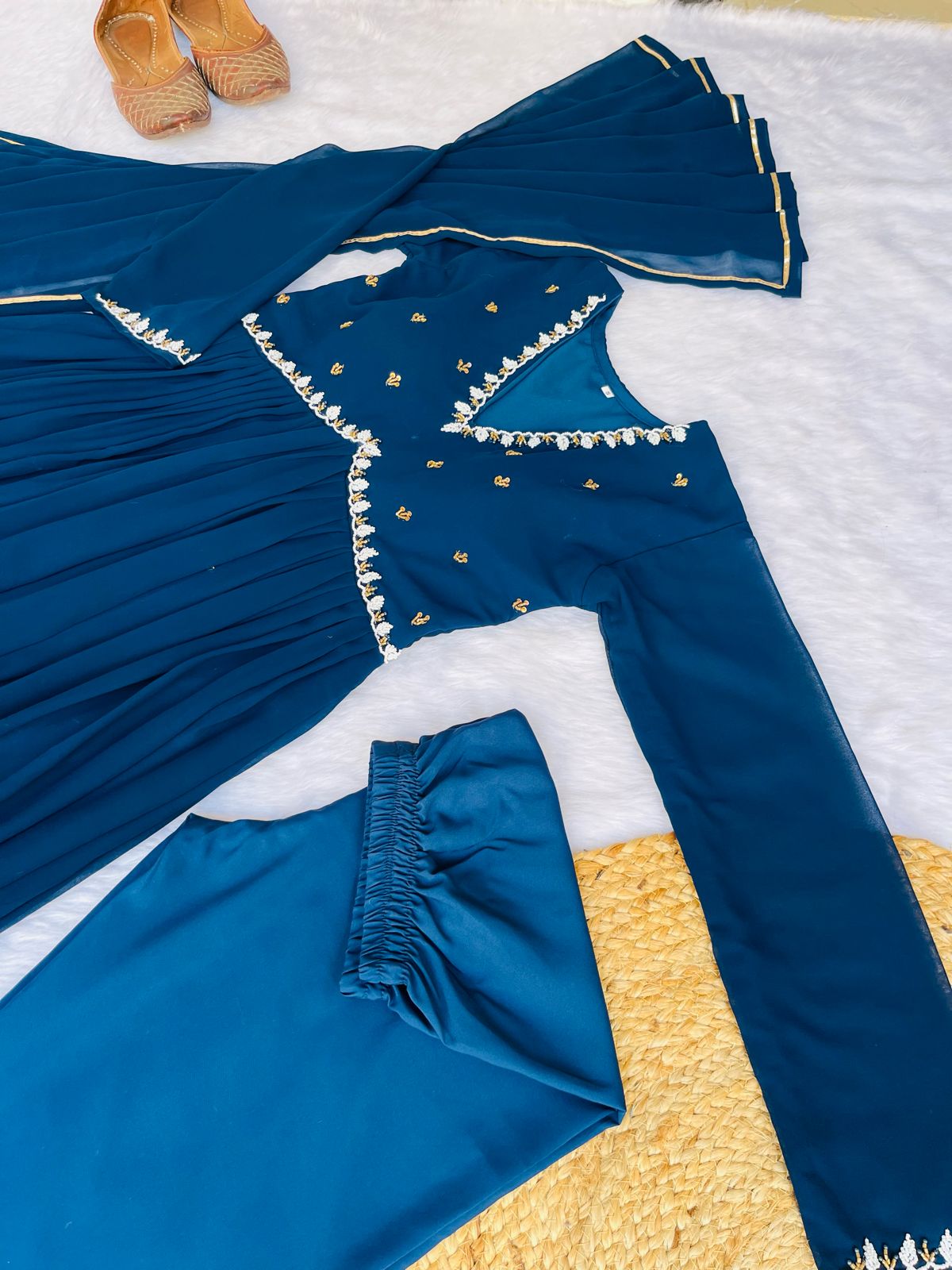 Exquisite Faux Georgette Festive Wear Handworked Suit - INDIAN ELEGANCE