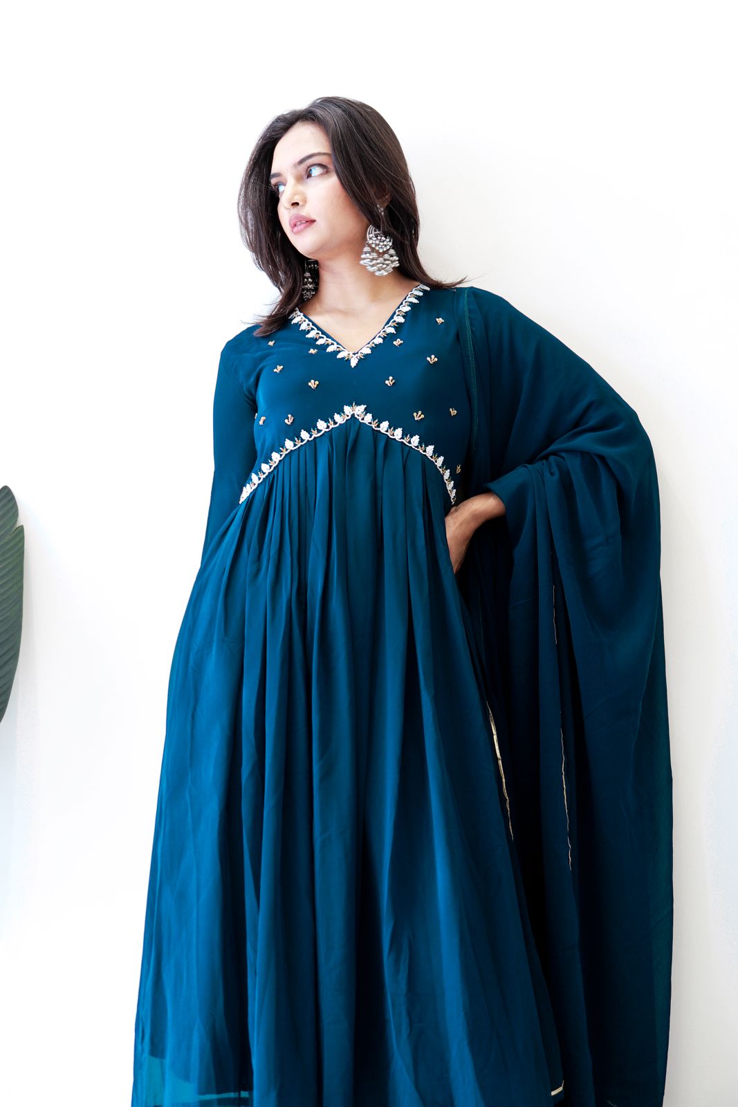Exquisite Faux Georgette Festive Wear Handworked Suit - INDIAN ELEGANCE