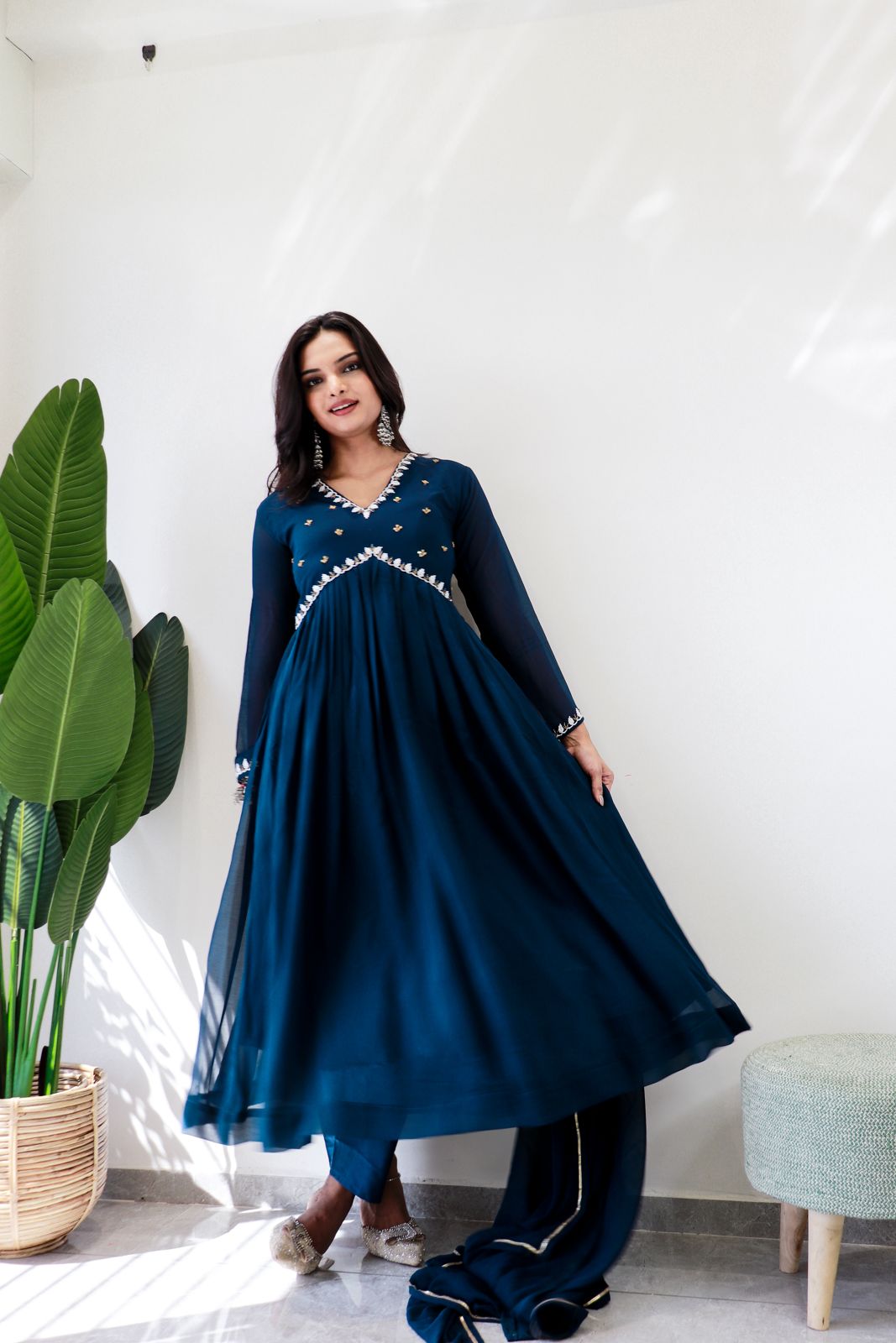 Exquisite Faux Georgette Festive Wear Handworked Suit - INDIAN ELEGANCE