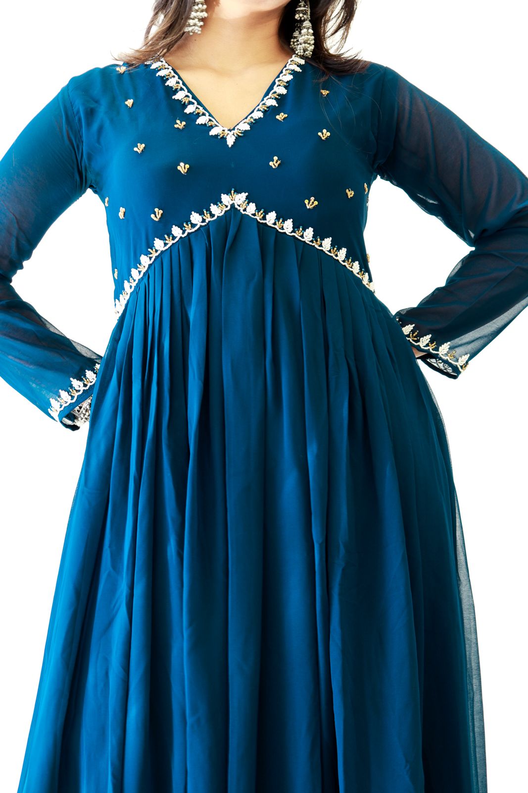 Exquisite Faux Georgette Festive Wear Handworked Suit - INDIAN ELEGANCE