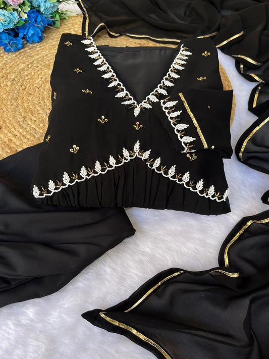 Exquisite Faux Georgette Festive Wear Handworked Suit - INDIAN ELEGANCE