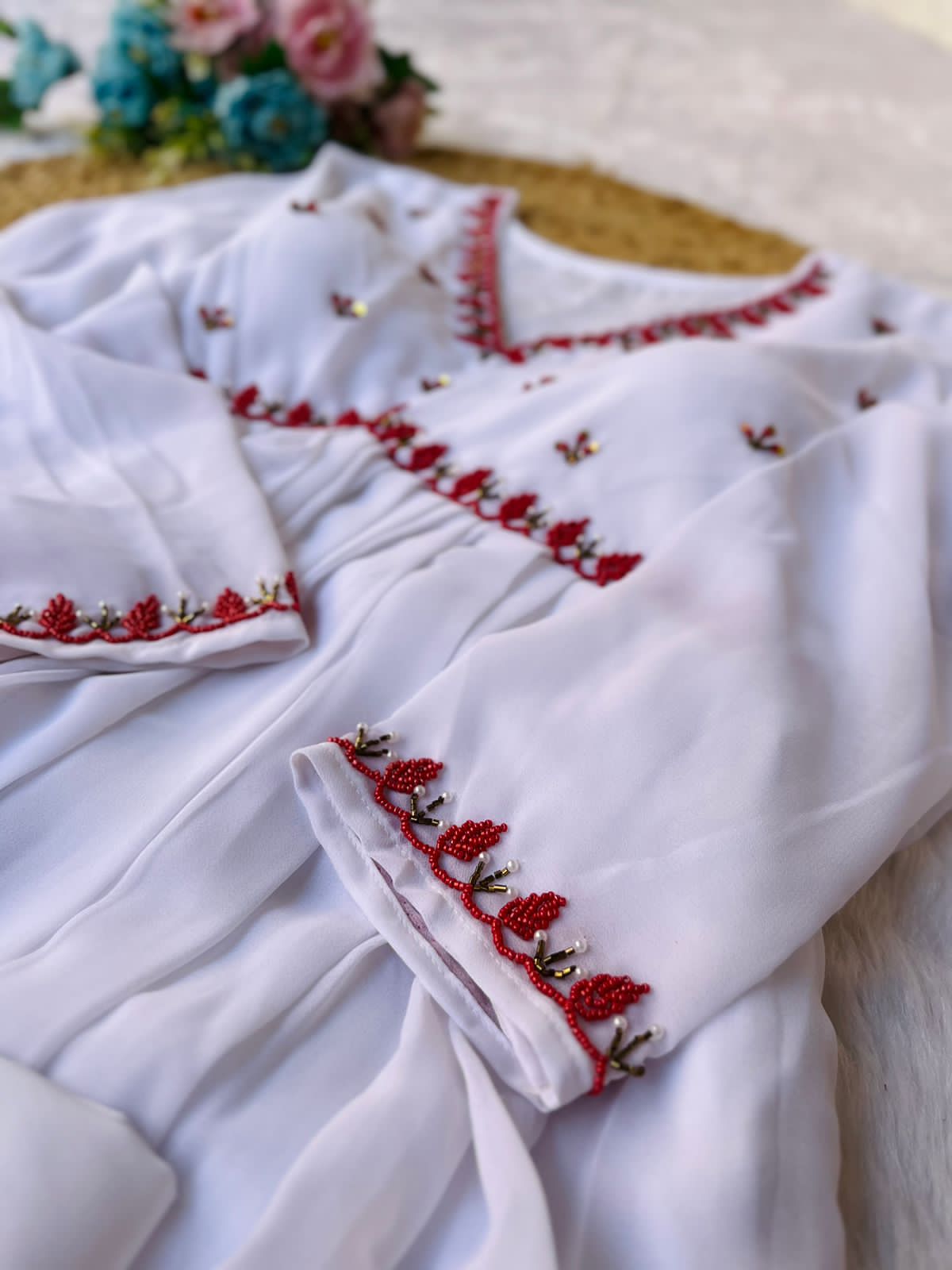 Exquisite Faux Georgette Festive Wear Handworked Suit - INDIAN ELEGANCE