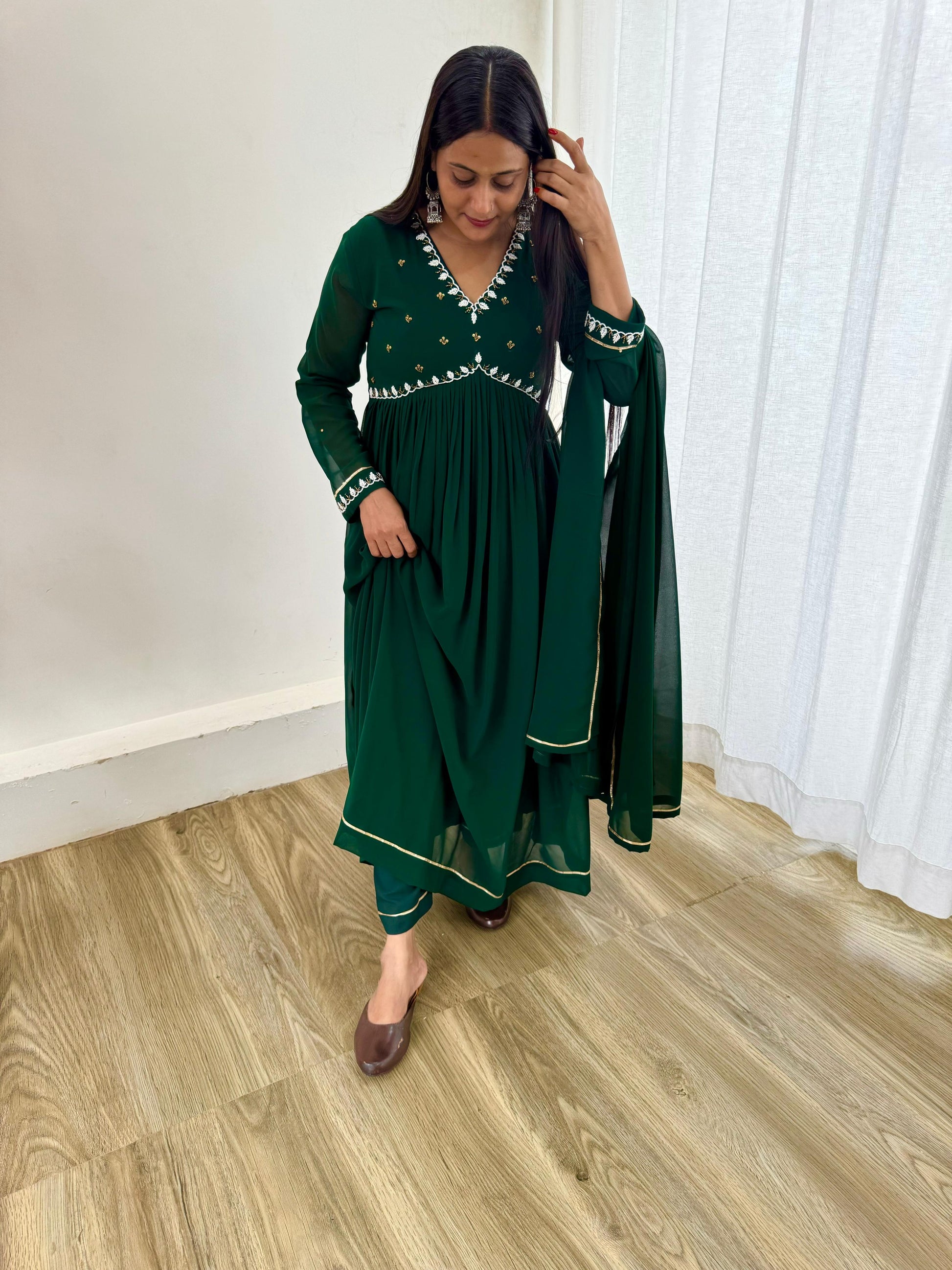 Exquisite Faux Georgette Festive Wear Handworked Suit - INDIAN ELEGANCE