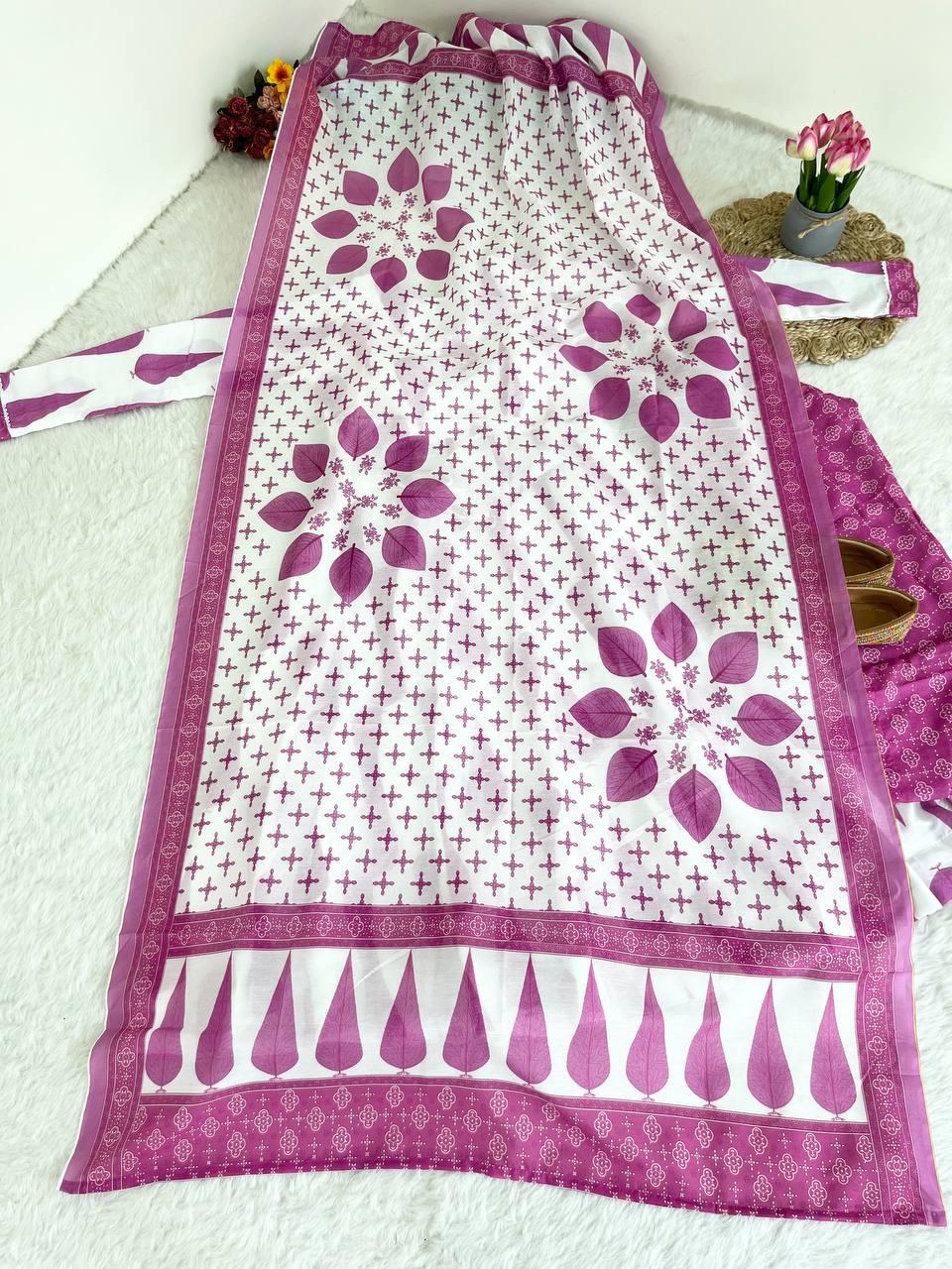 Fabulous Pure Cambric Cotton Digital Printed Anarkali Pant Suit - INDIAN ELEGANCE