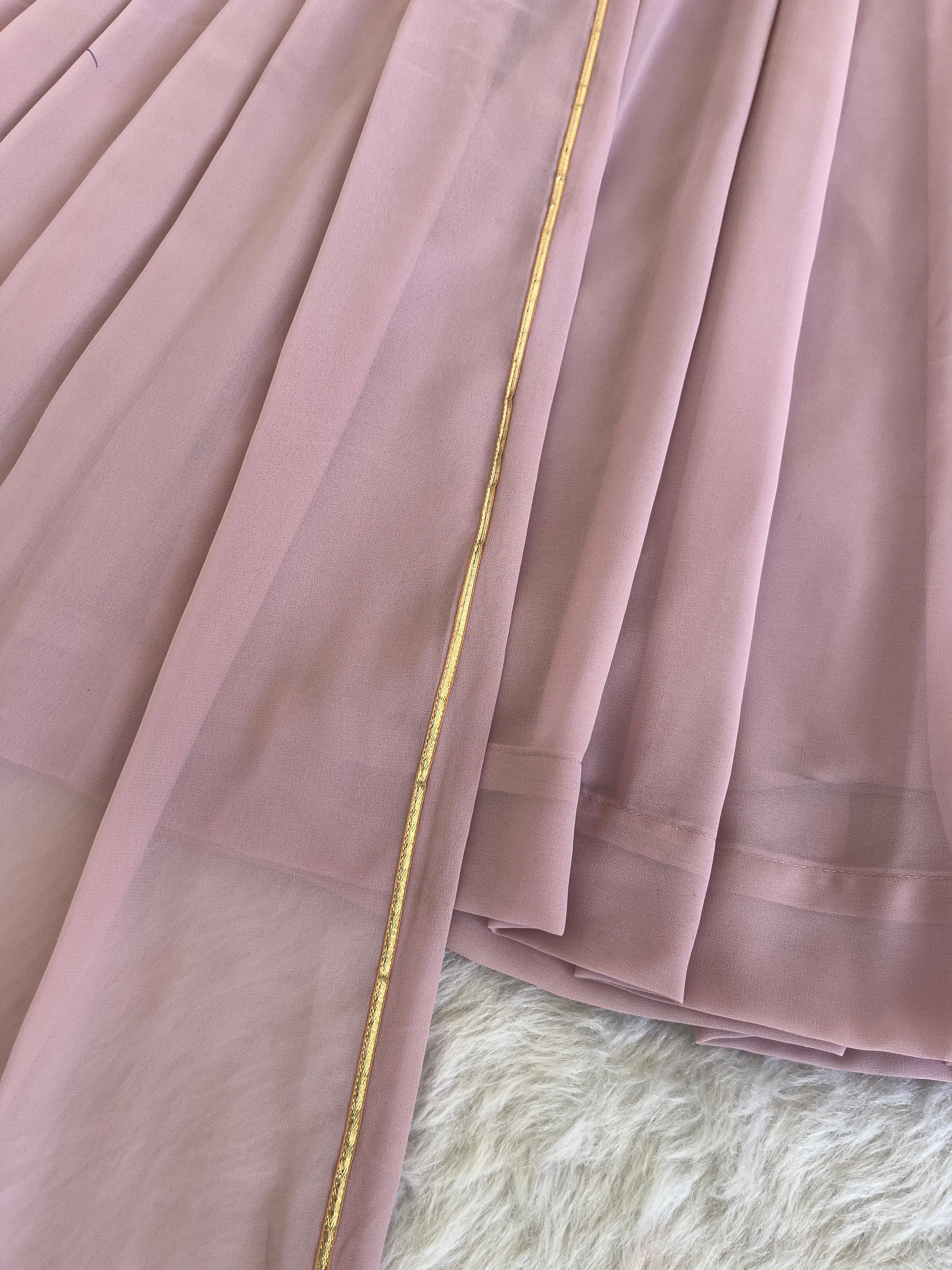 Alluring baby Pink Faux Georgette Handworked Anarkali Pant Suit - INDIAN ELEGANCE