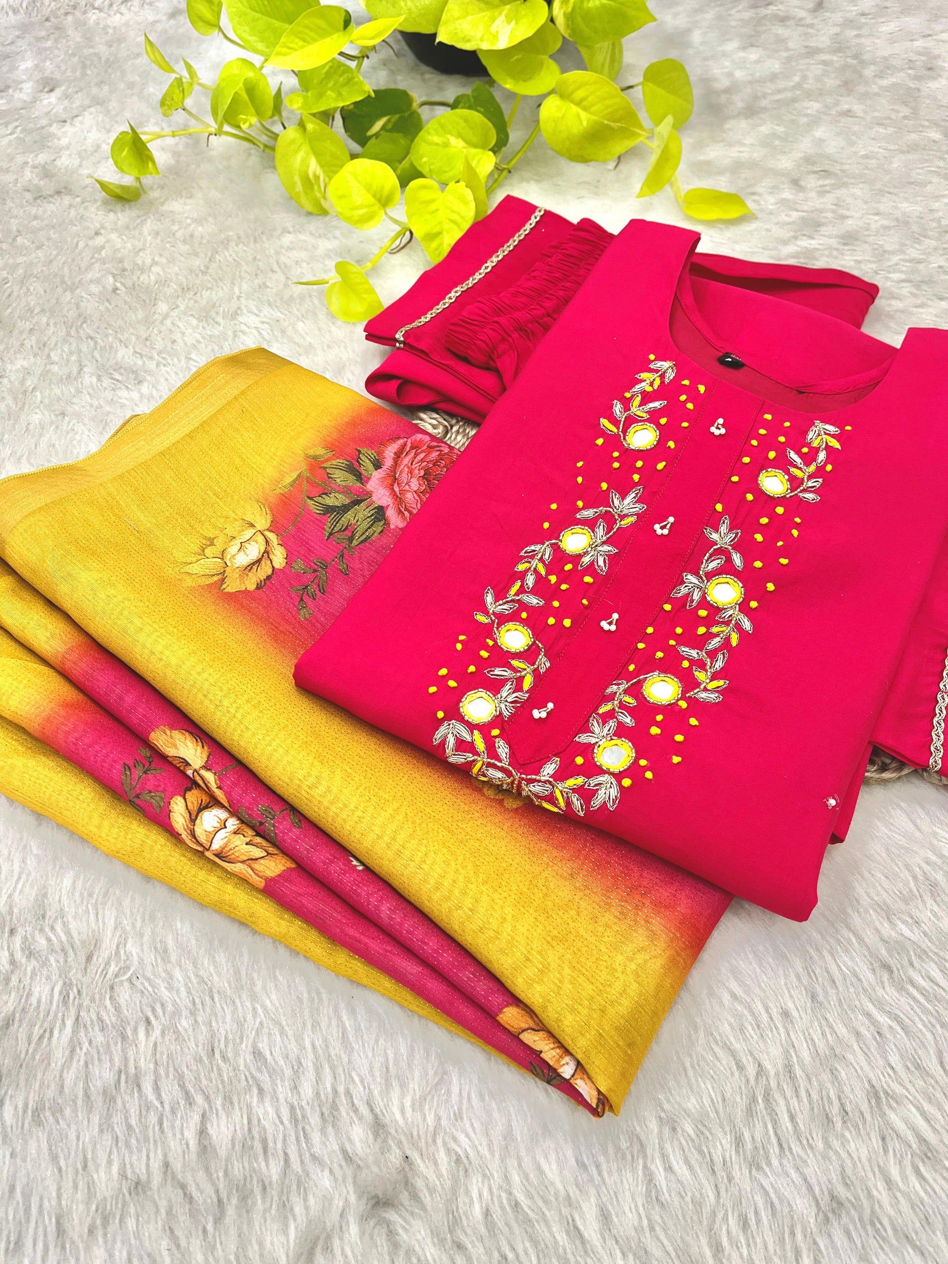 Luminous Festival Wear Roman Silk Handworked Designer Suit - INDIAN ELEGANCE