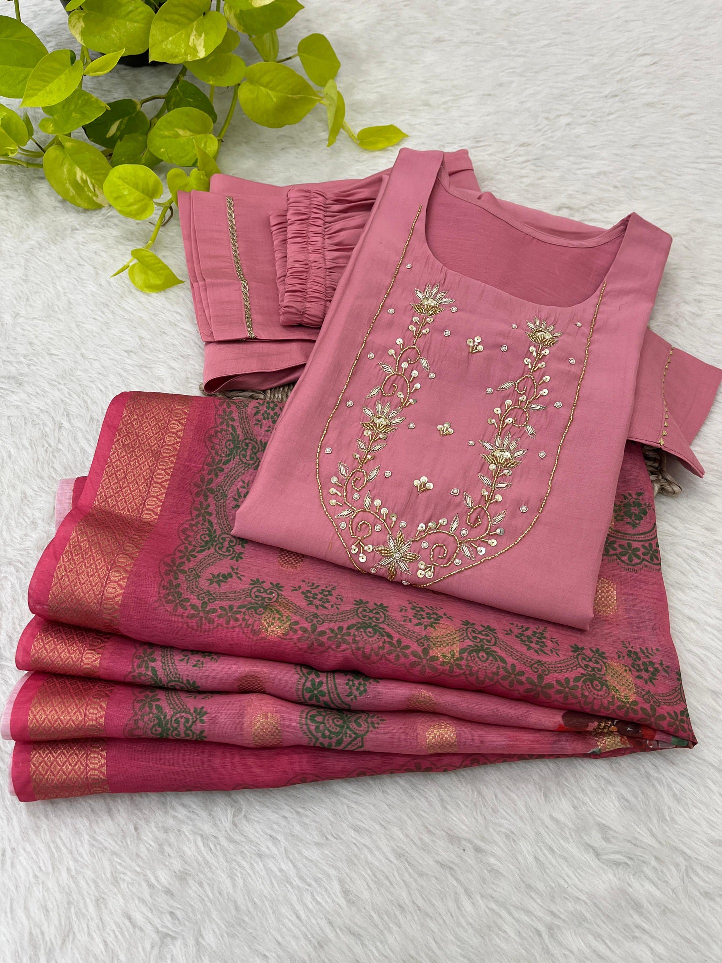Spectacular Roman Silk Handcrafted Festive Wear Anarkali Pant Suit - INDIAN ELEGANCE