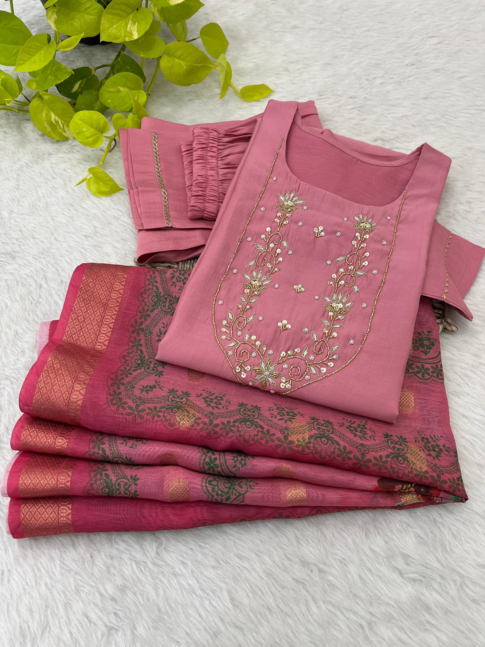 Spectacular Roman Silk Handcrafted Festive Wear Anarkali Pant Suit - INDIAN ELEGANCE