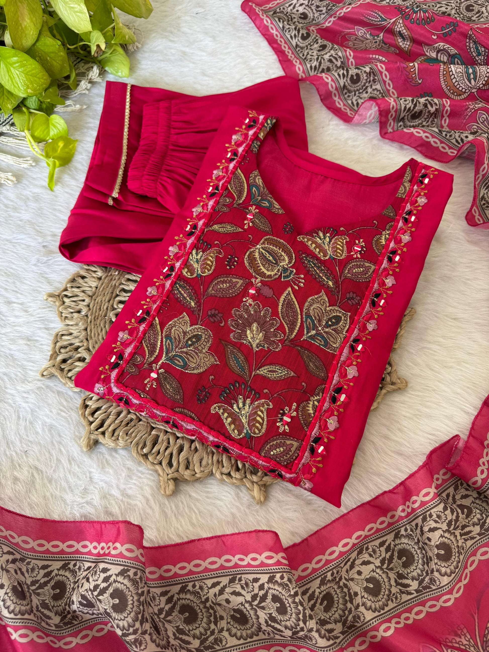 Delightful Maroon Fully Stitched Designer Anarkali Pant Suit - INDIAN ELEGANCE
