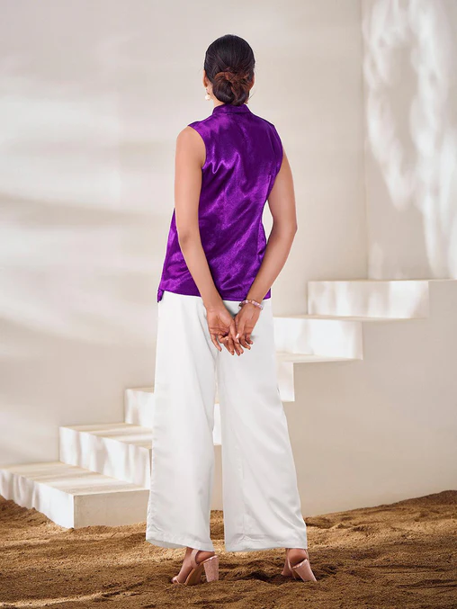Exclusive Purple Gaji Silk Handcrafted Designer Co-Ord Set - INDIAN ELEGANCE