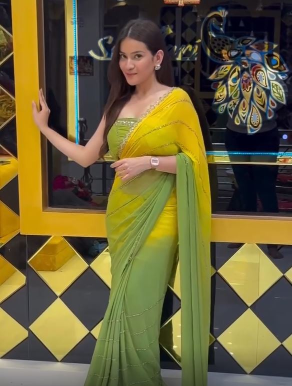 Premium Two-Shade Georgette Saree | Handwork Detailing