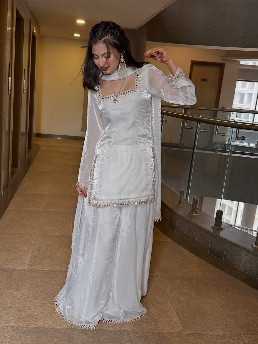 Designer Fandy Silk Kurta Palazzo Set With Dupatta For Wedding, Festive & Party Wear
