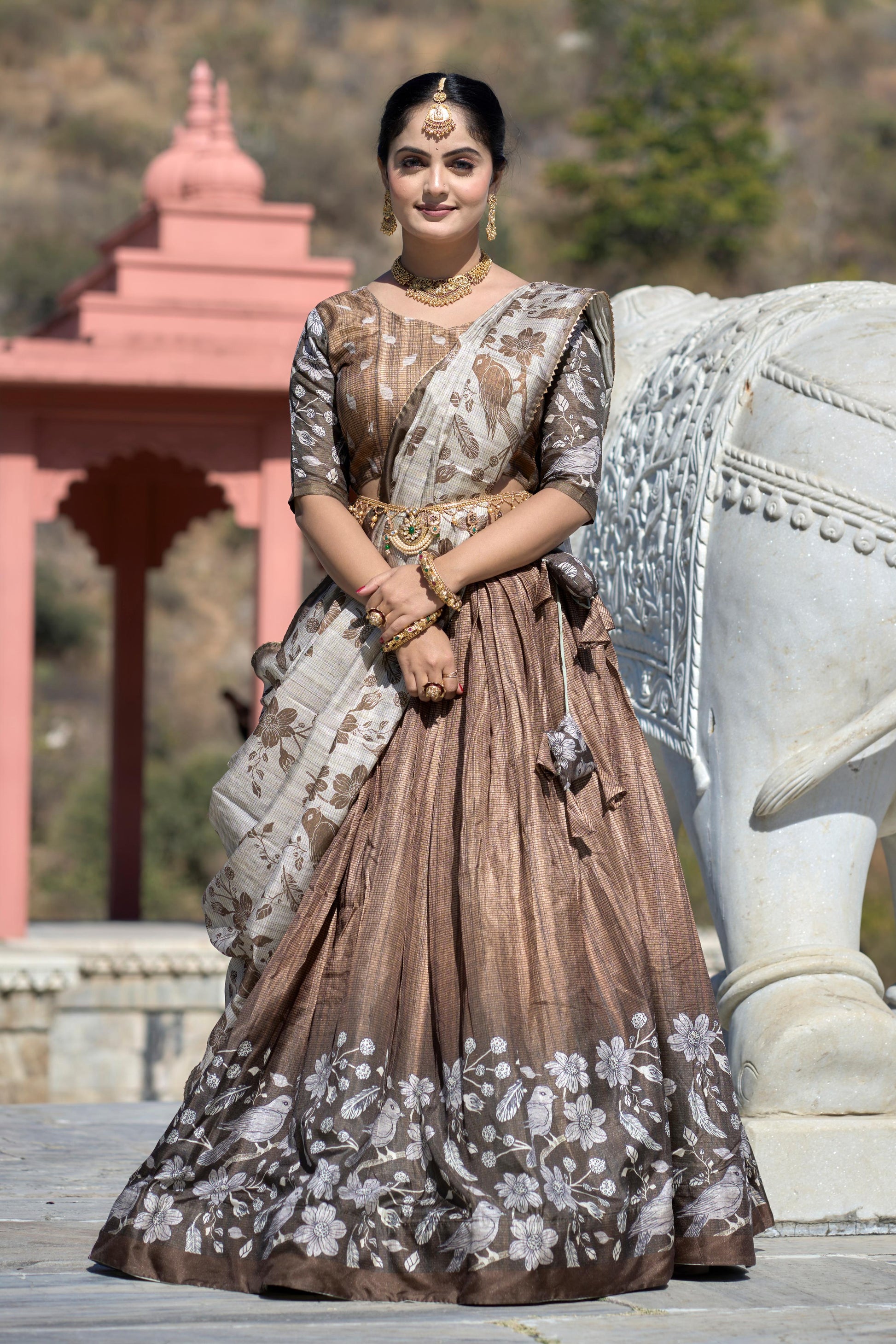 Stunning Pure Manipuri Silk Printed Lehenga Choli Set - INDIAN ELEGANCE