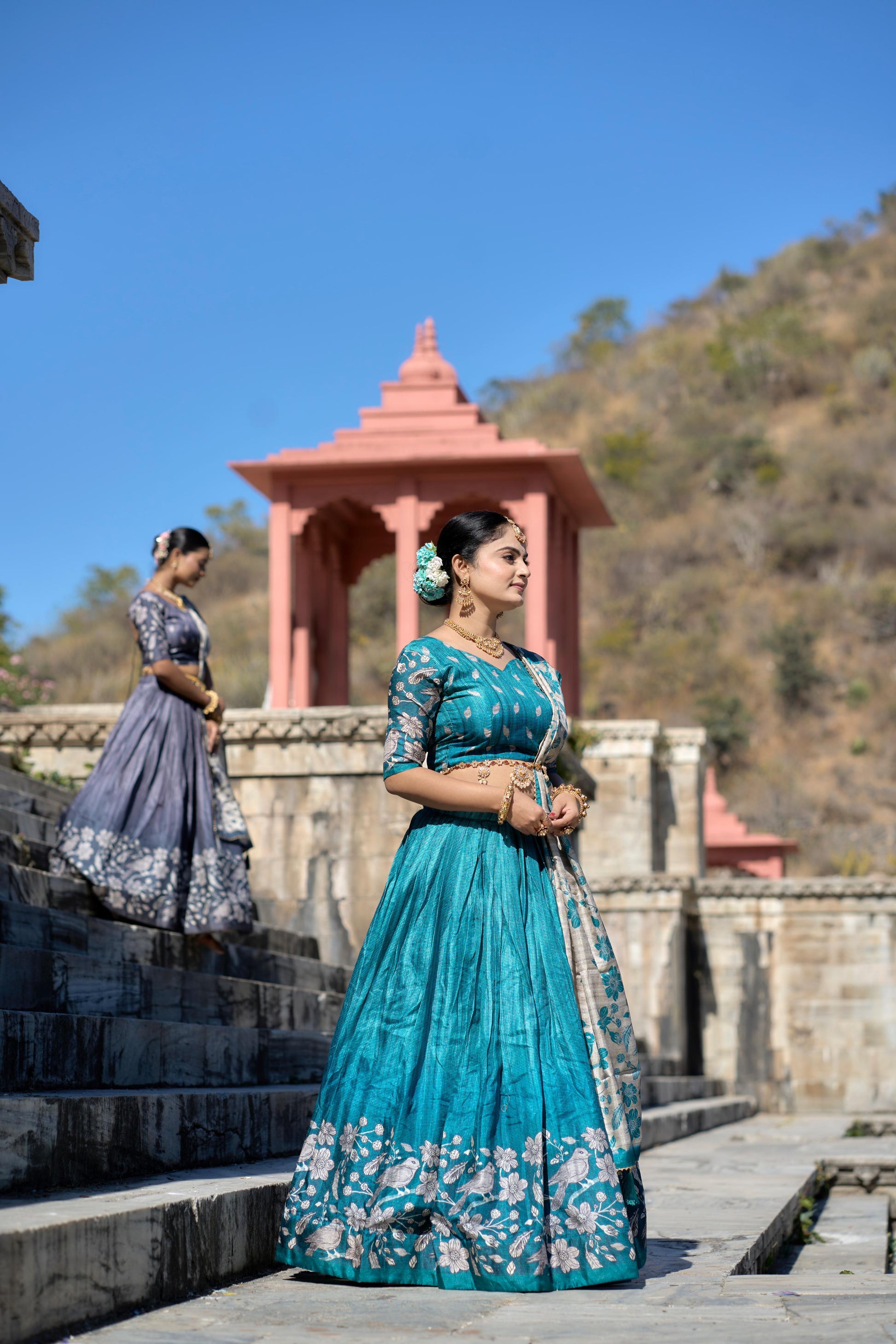 Stunning Pure Manipuri Silk Printed Lehenga Choli Set - INDIAN ELEGANCE