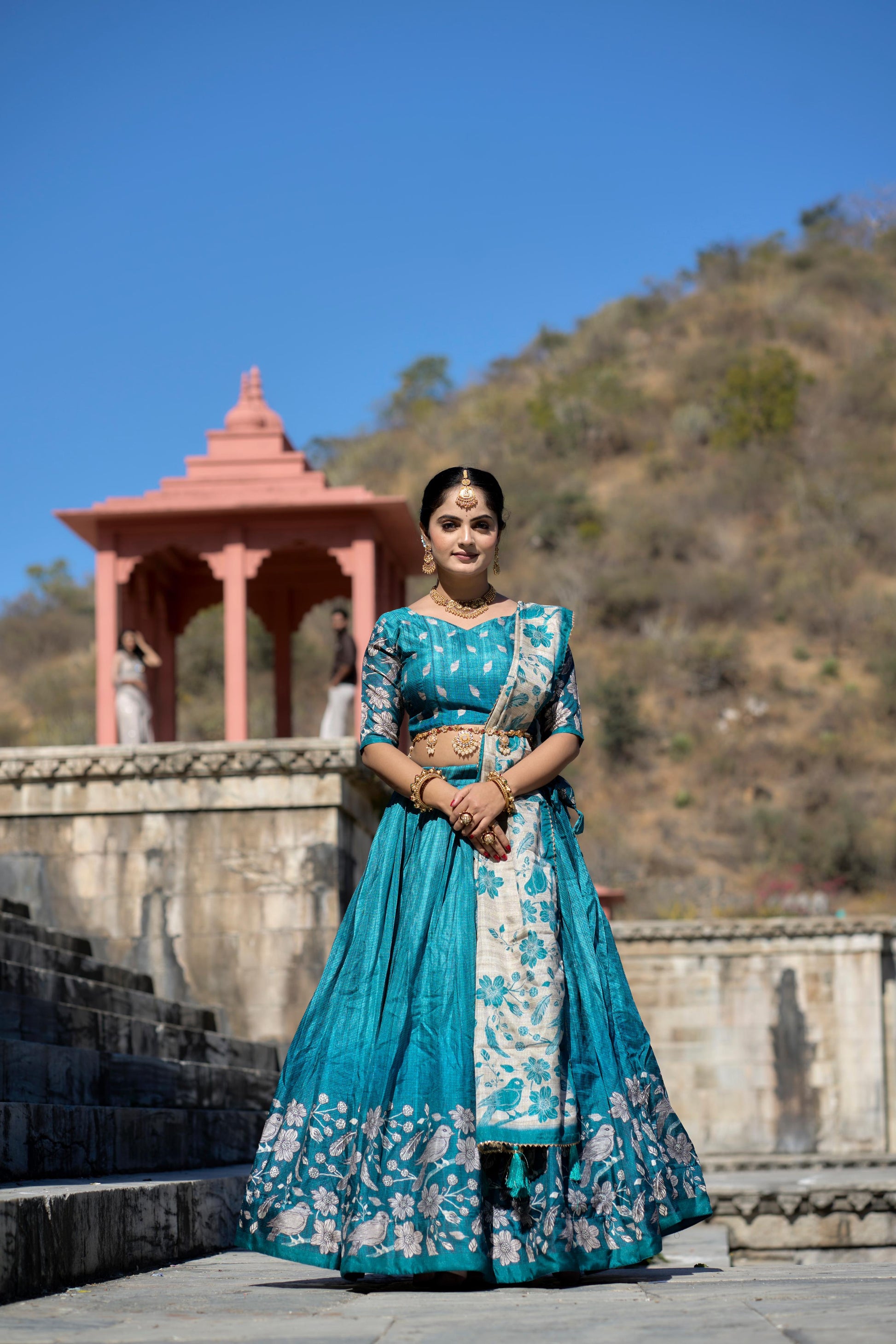 Stunning Pure Manipuri Silk Printed Lehenga Choli Set - INDIAN ELEGANCE