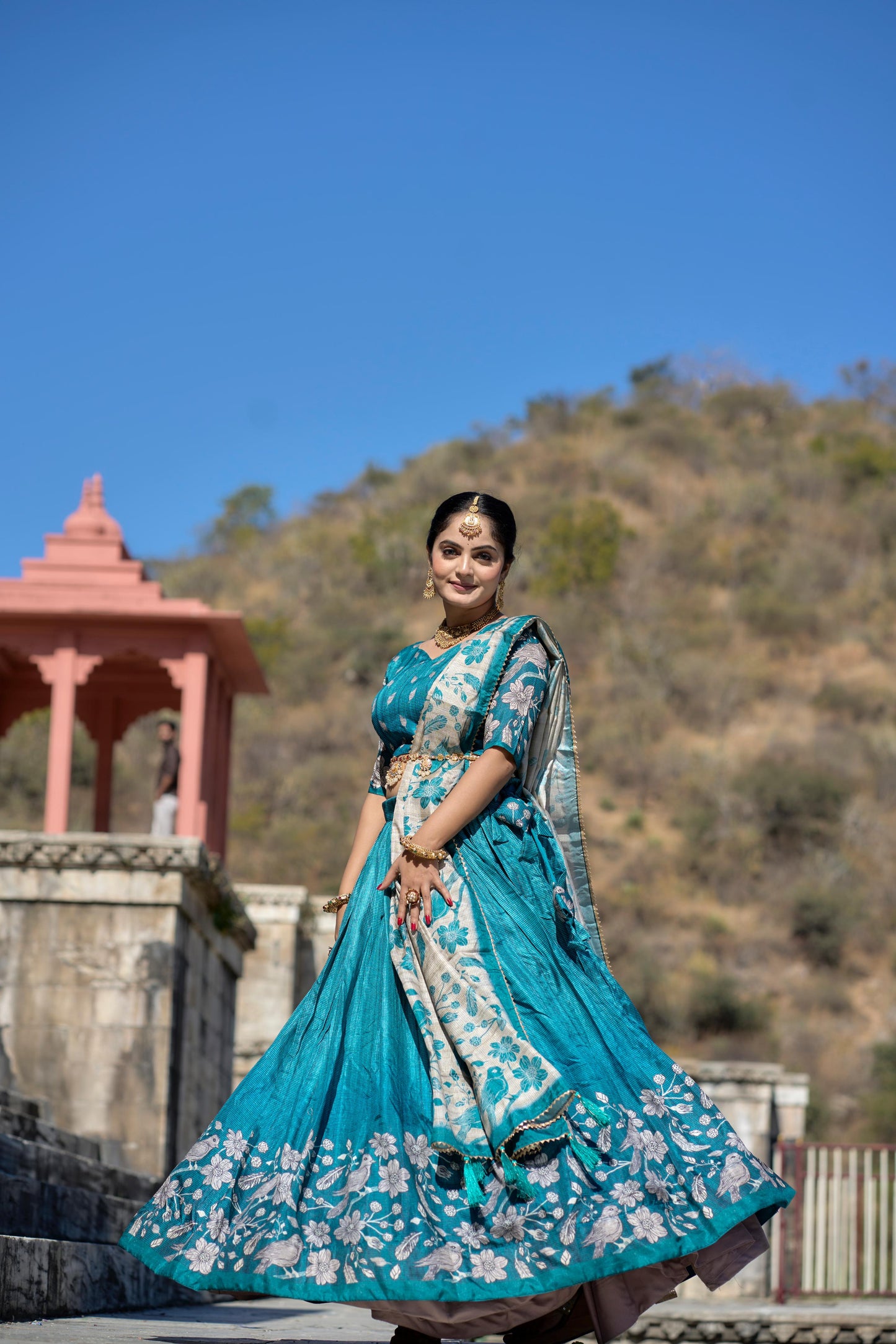 Stunning Pure Manipuri Silk Printed Lehenga Choli Set - INDIAN ELEGANCE