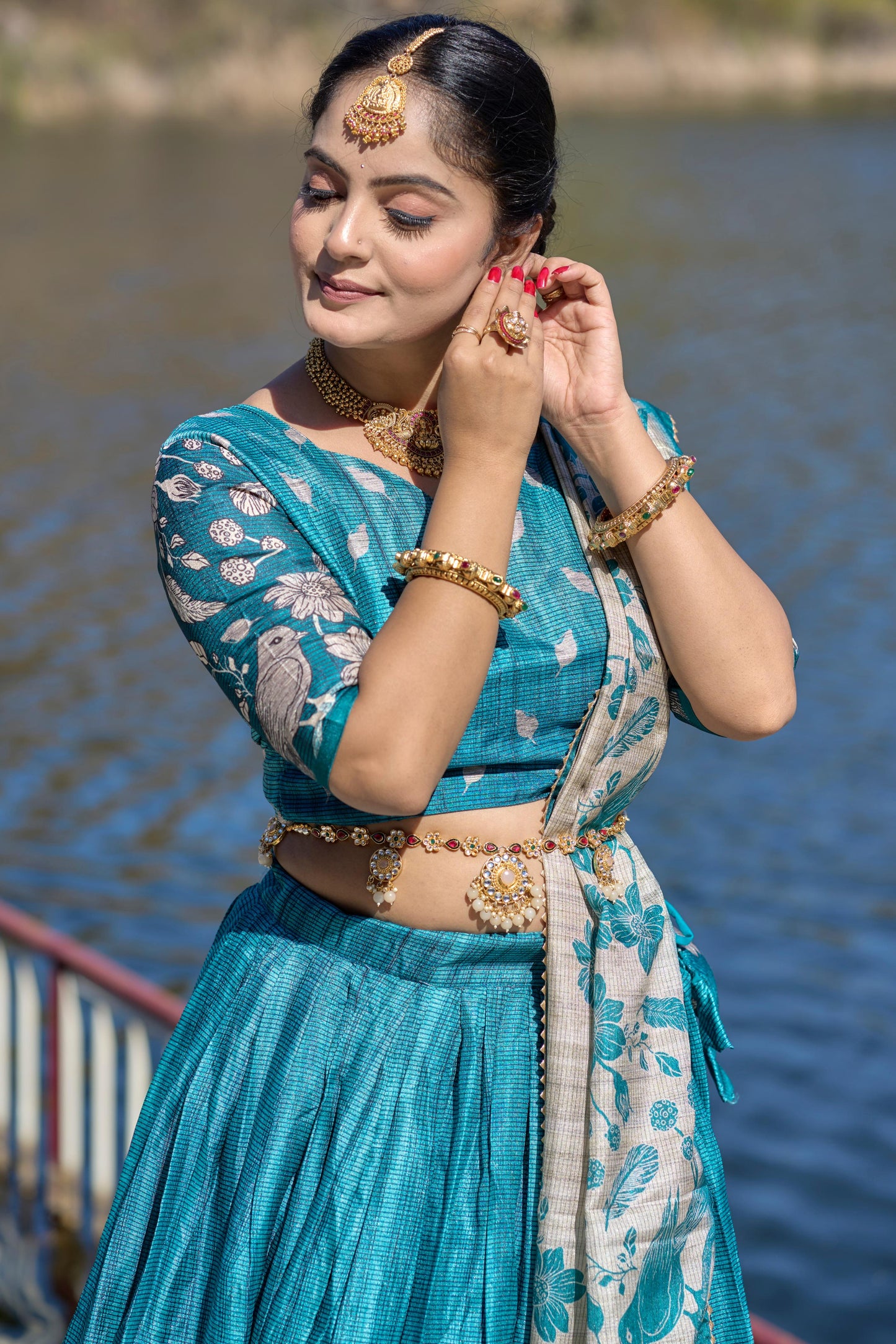 Stunning Pure Manipuri Silk Printed Lehenga Choli Set - INDIAN ELEGANCE