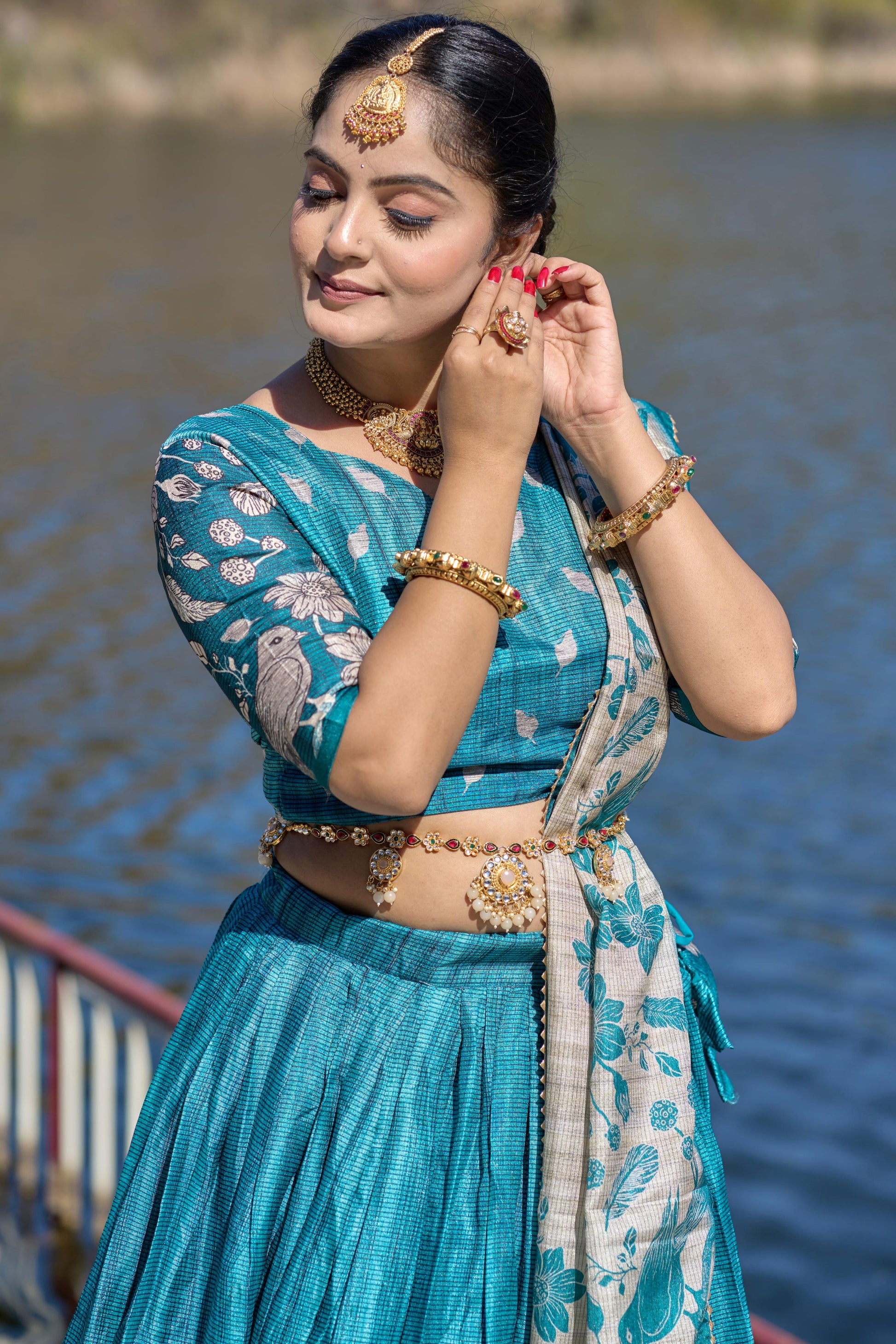 Stunning Pure Manipuri Silk Printed Lehenga Choli Set - INDIAN ELEGANCE