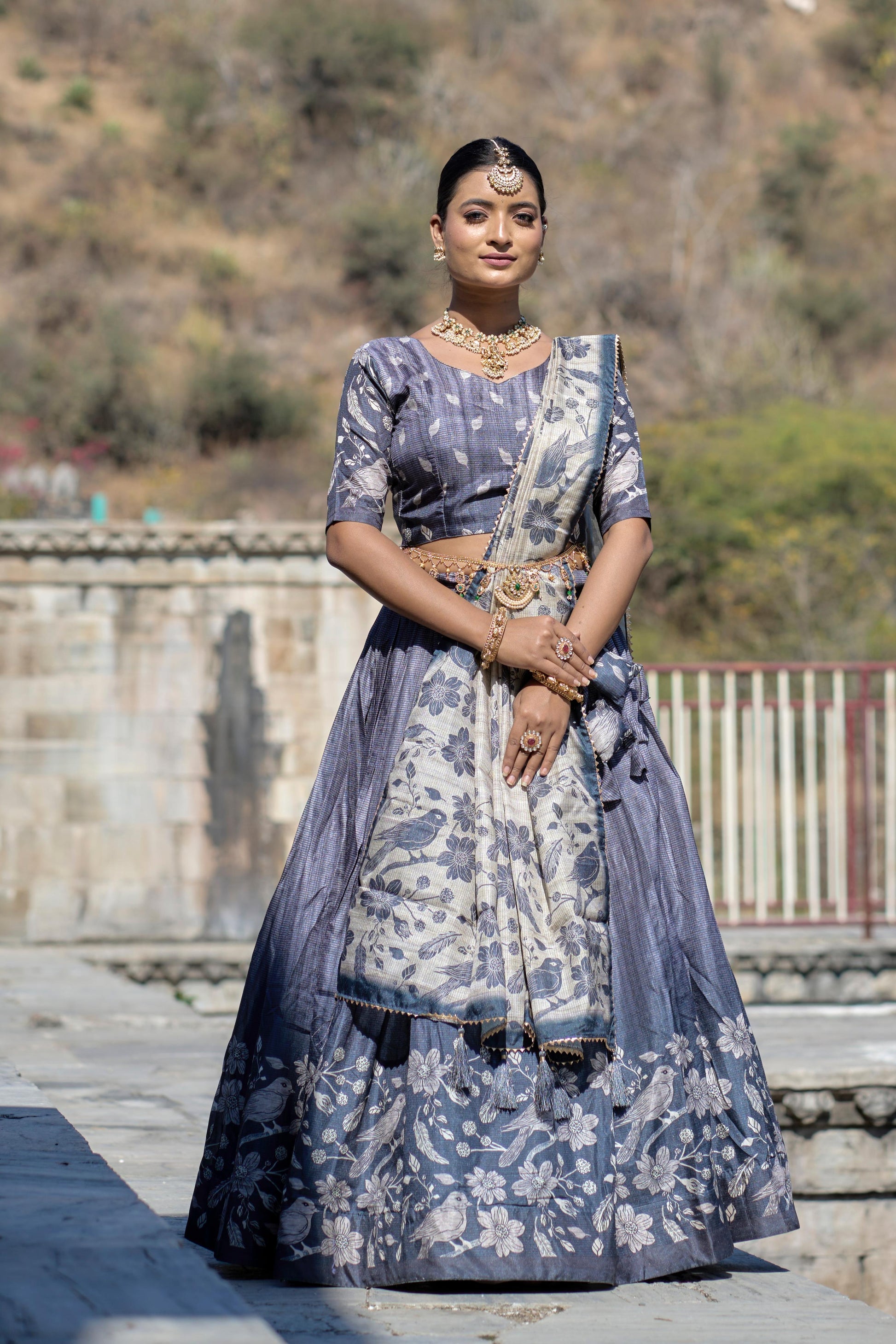 Stunning Pure Manipuri Silk Printed Lehenga Choli Set - INDIAN ELEGANCE