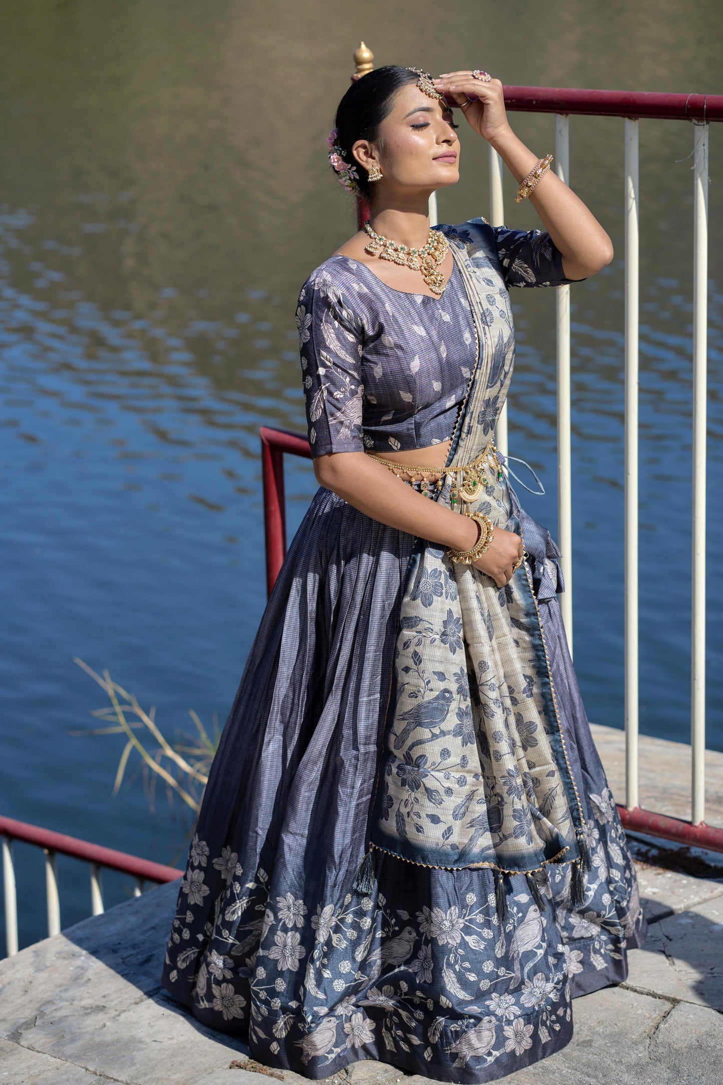 Stunning Pure Manipuri Silk Printed Lehenga Choli Set - INDIAN ELEGANCE