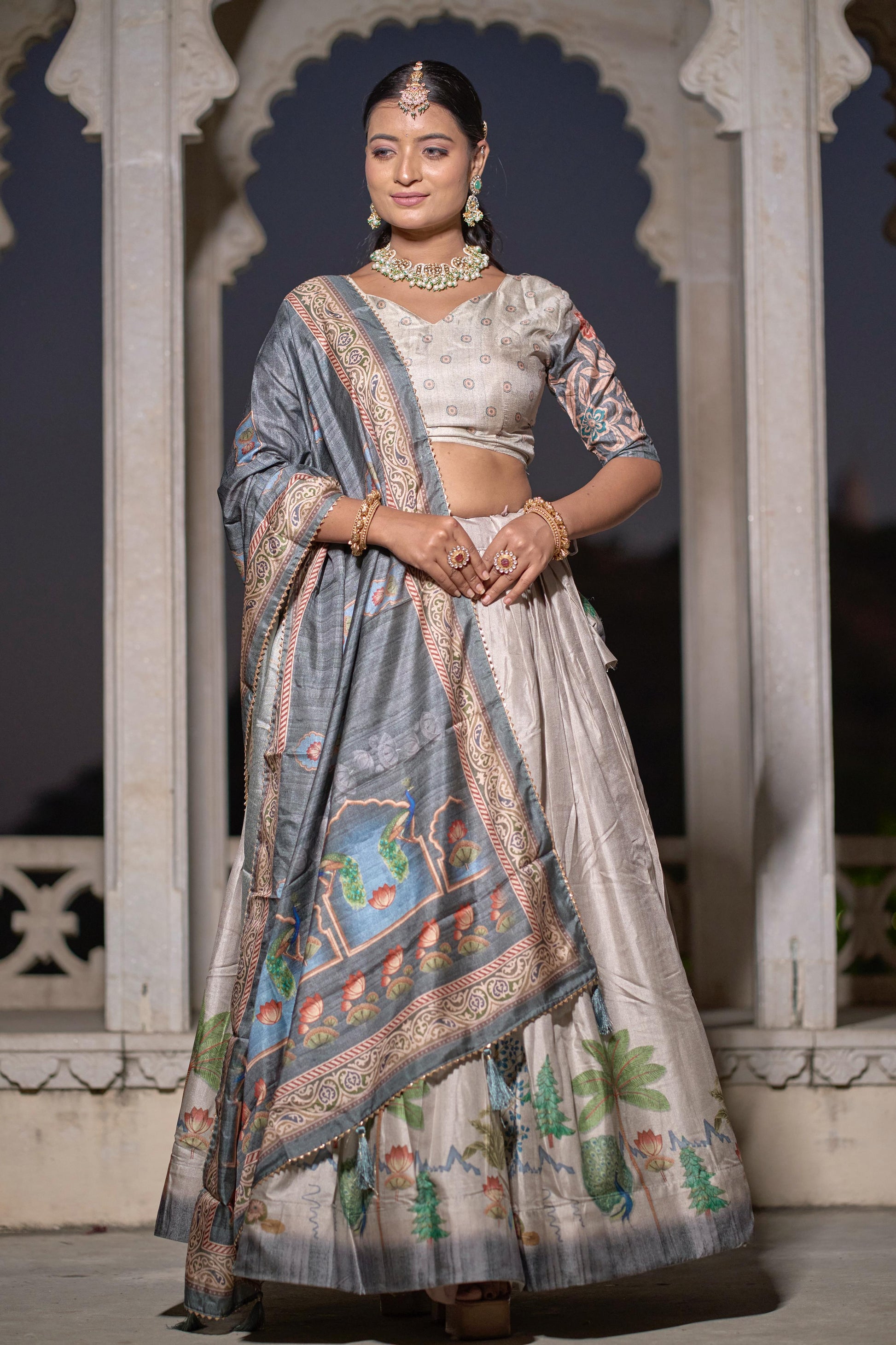 Magnificent Pure Manipuri Silk Printed Lehenga Choli Set - INDIAN ELEGANCE