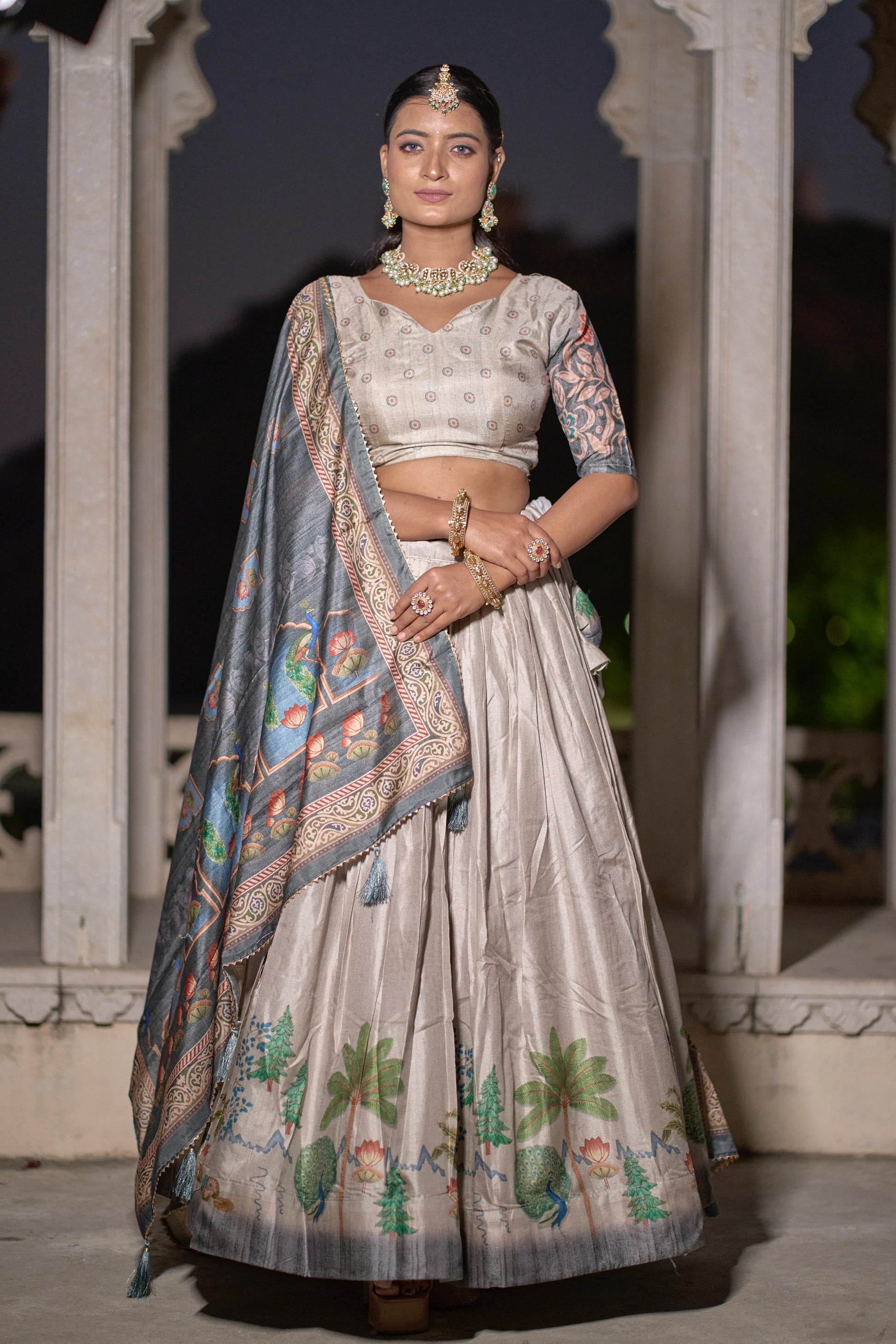 Magnificent Pure Manipuri Silk Printed Lehenga Choli Set - INDIAN ELEGANCE