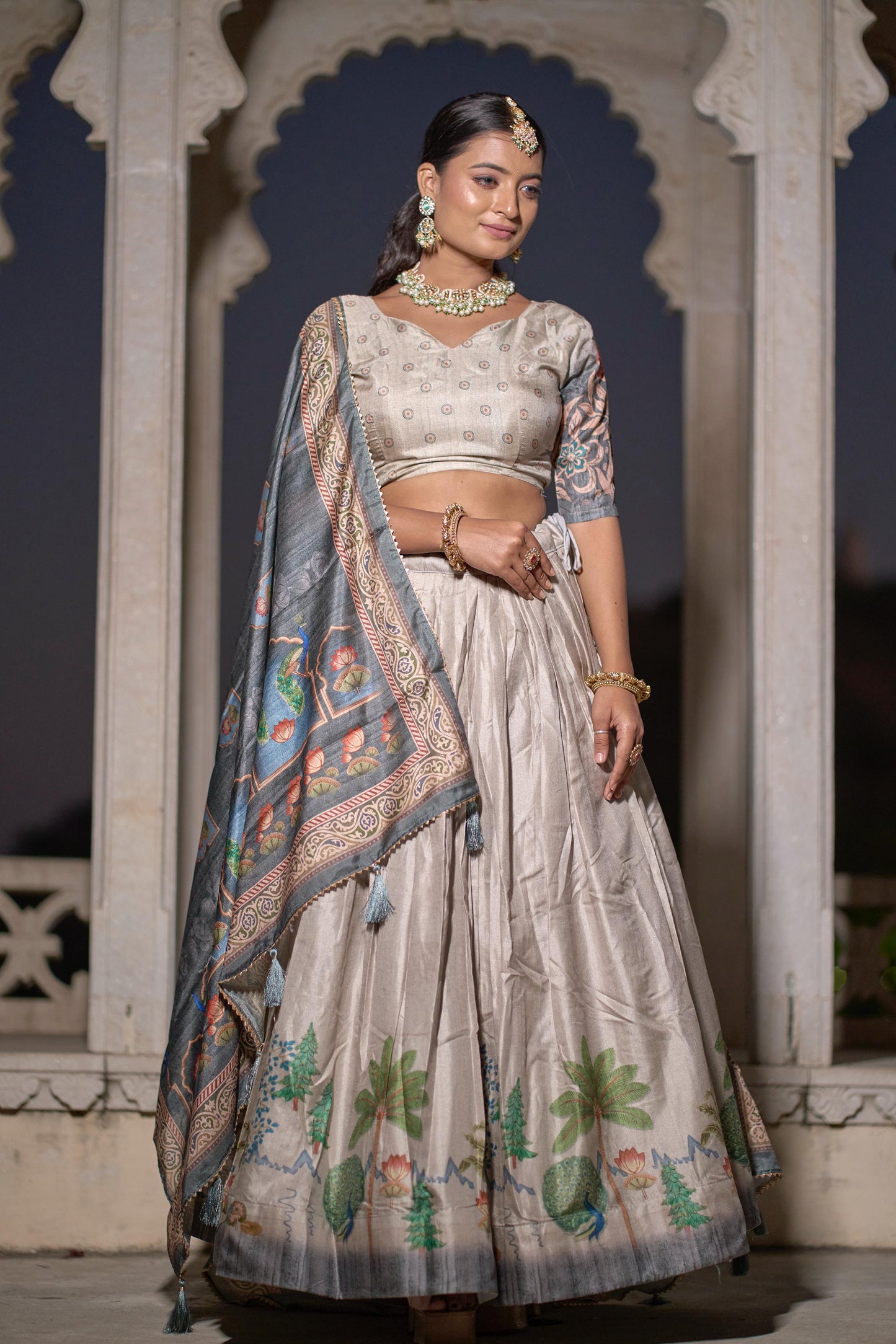 Magnificent Pure Manipuri Silk Printed Lehenga Choli Set - INDIAN ELEGANCE