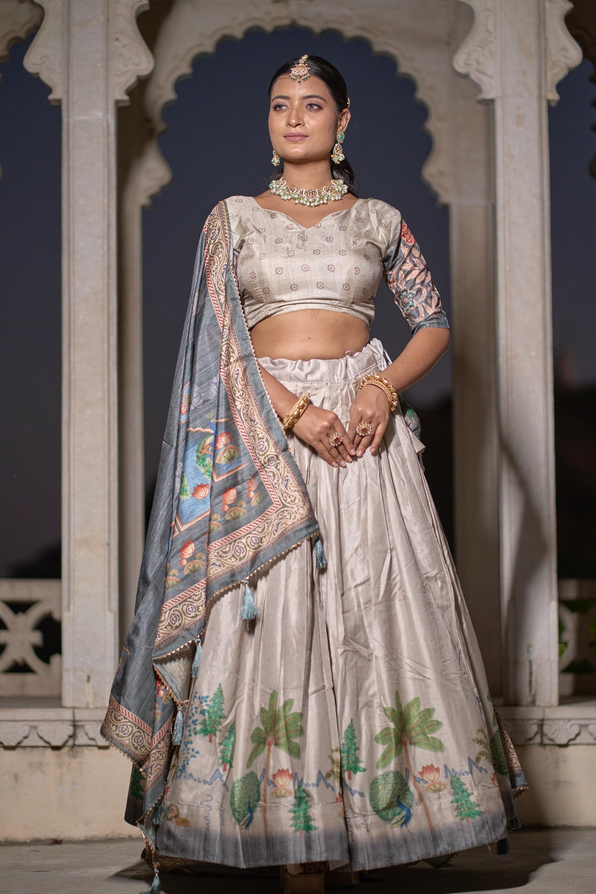 Magnificent Pure Manipuri Silk Printed Lehenga Choli Set - INDIAN ELEGANCE