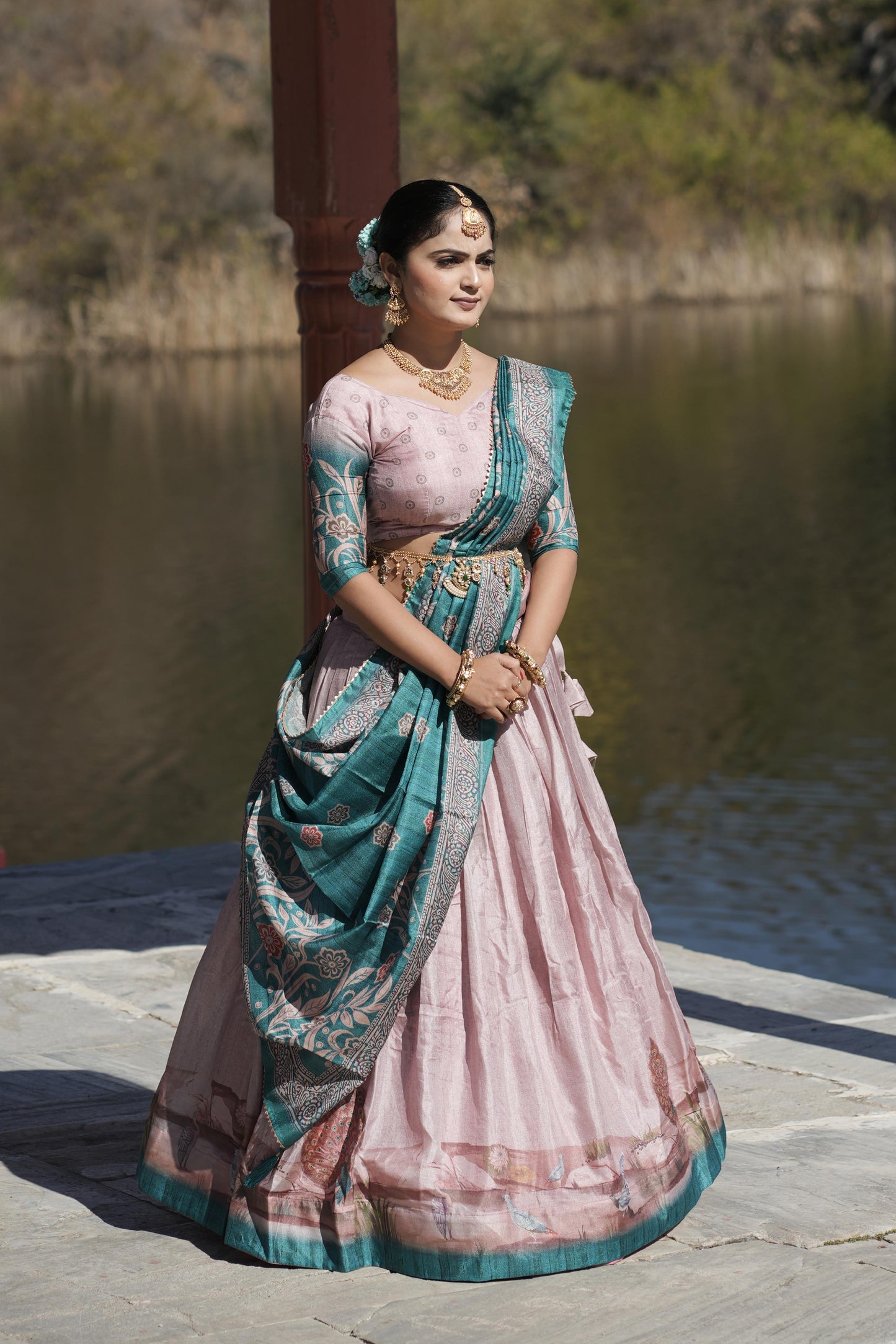 Graceful Pure Manipuri Silk Printed Designer Lehenga Choli Set - INDIAN ELEGANCE