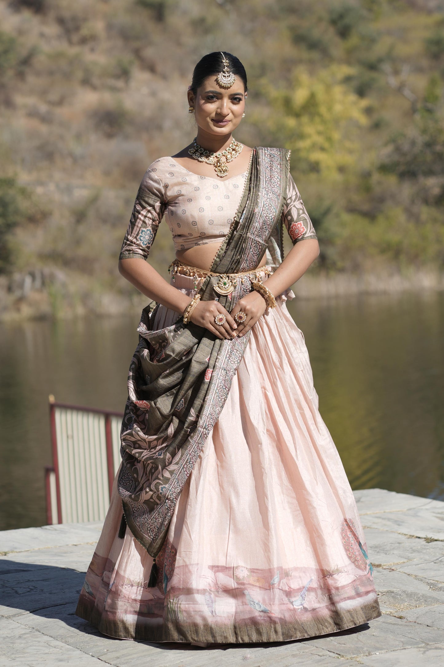 Graceful Pure Manipuri Silk Printed Designer Lehenga Choli Set - INDIAN ELEGANCE