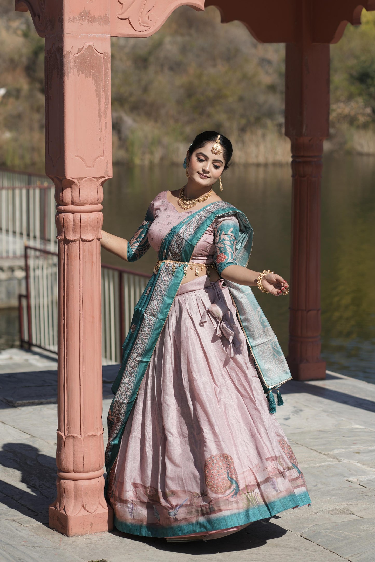 Graceful Pure Manipuri Silk Printed Designer Lehenga Choli Set - INDIAN ELEGANCE