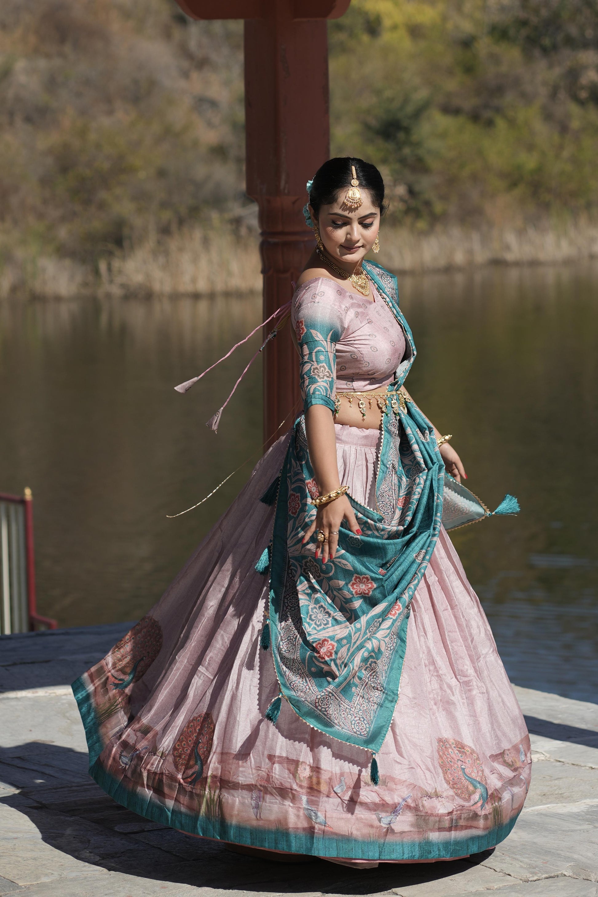 Graceful Pure Manipuri Silk Printed Designer Lehenga Choli Set - INDIAN ELEGANCE