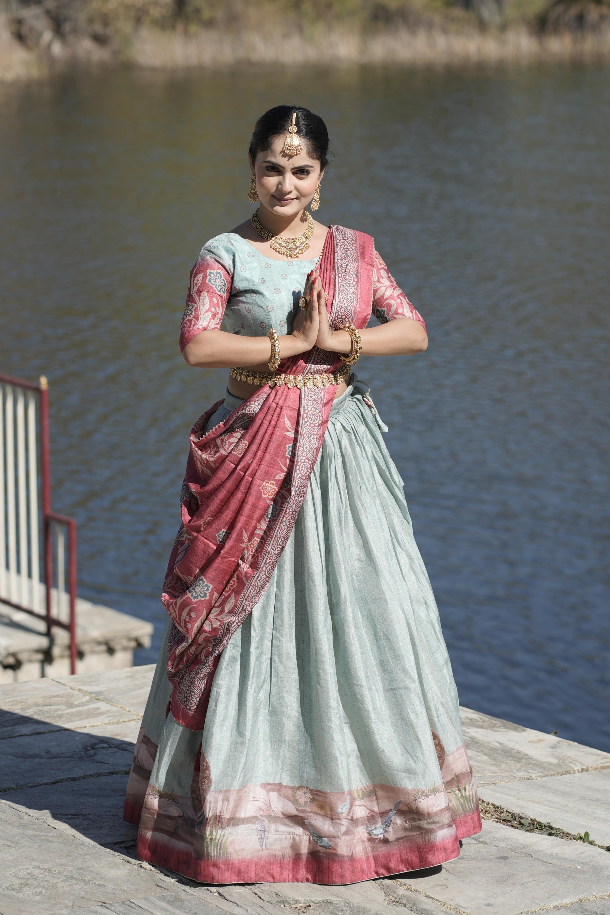 Graceful Pure Manipuri Silk Printed Designer Lehenga Choli Set - INDIAN ELEGANCE