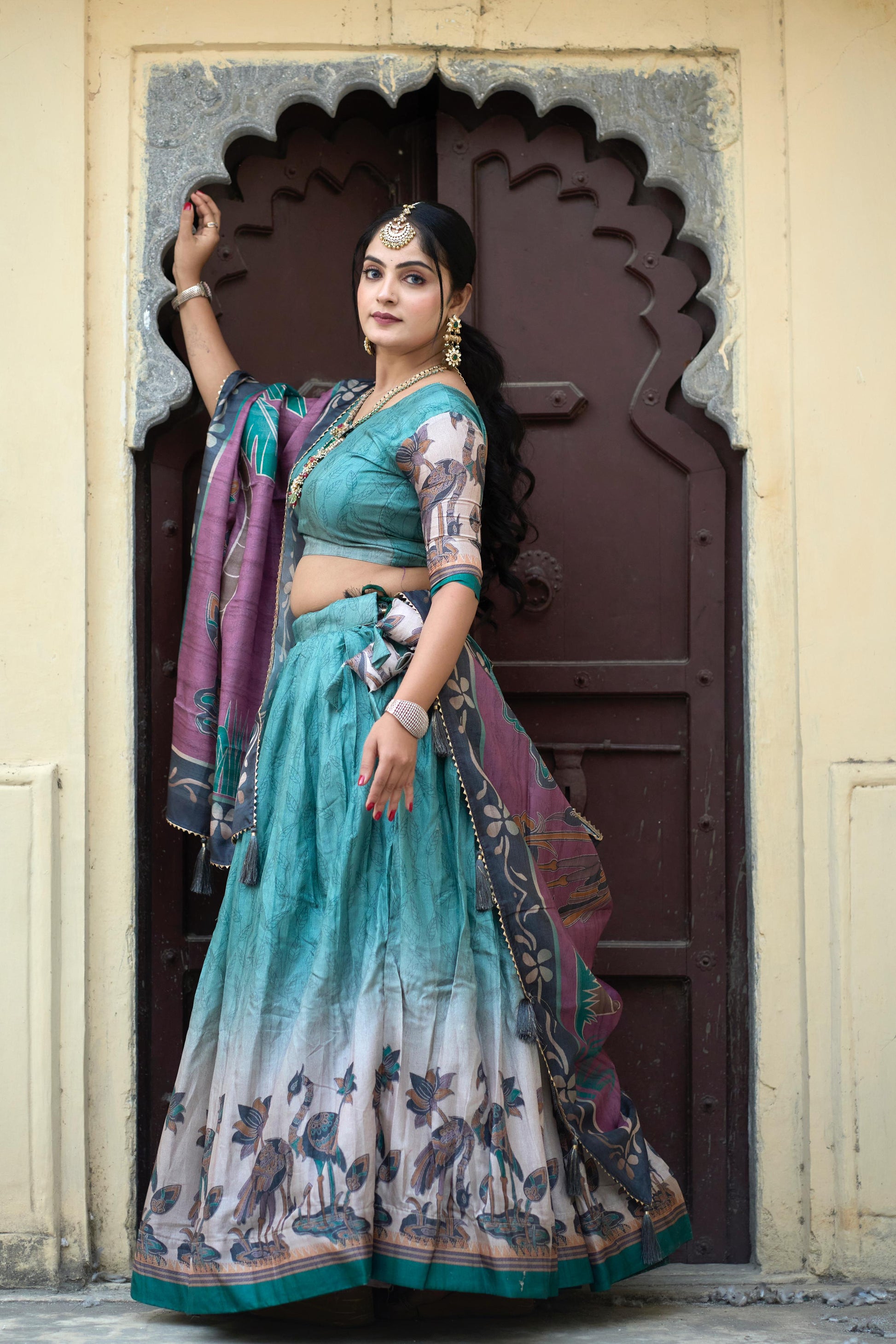 Breathtaking Pure Manipuri Silk Printed Designer Lehenga Choli - INDIAN ELEGANCE