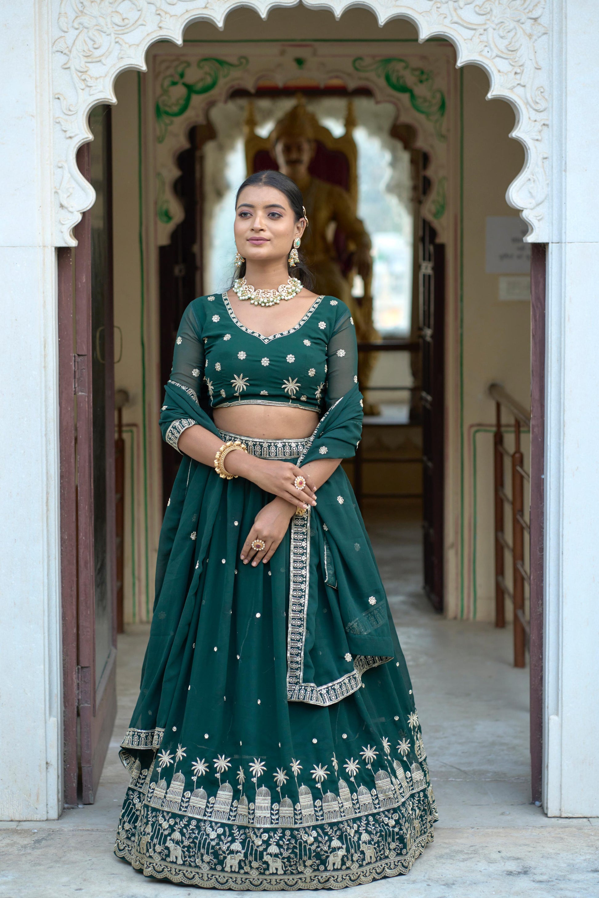 Stylish Georgette Rich Sequins Embroidered Lehenga Choli Set - INDIAN ELEGANCE