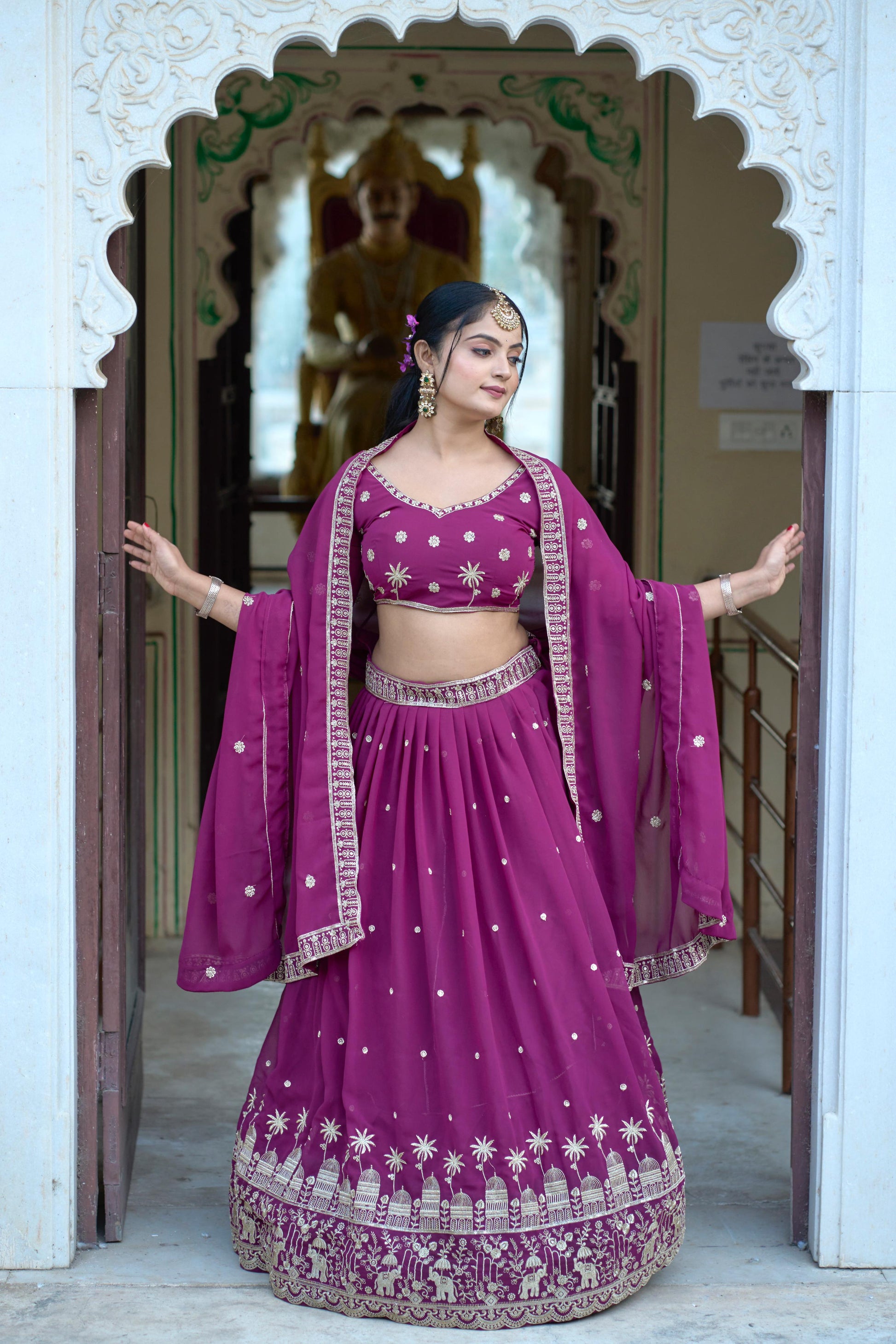 Stylish Georgette Rich Sequins Embroidered Lehenga Choli Set - INDIAN ELEGANCE