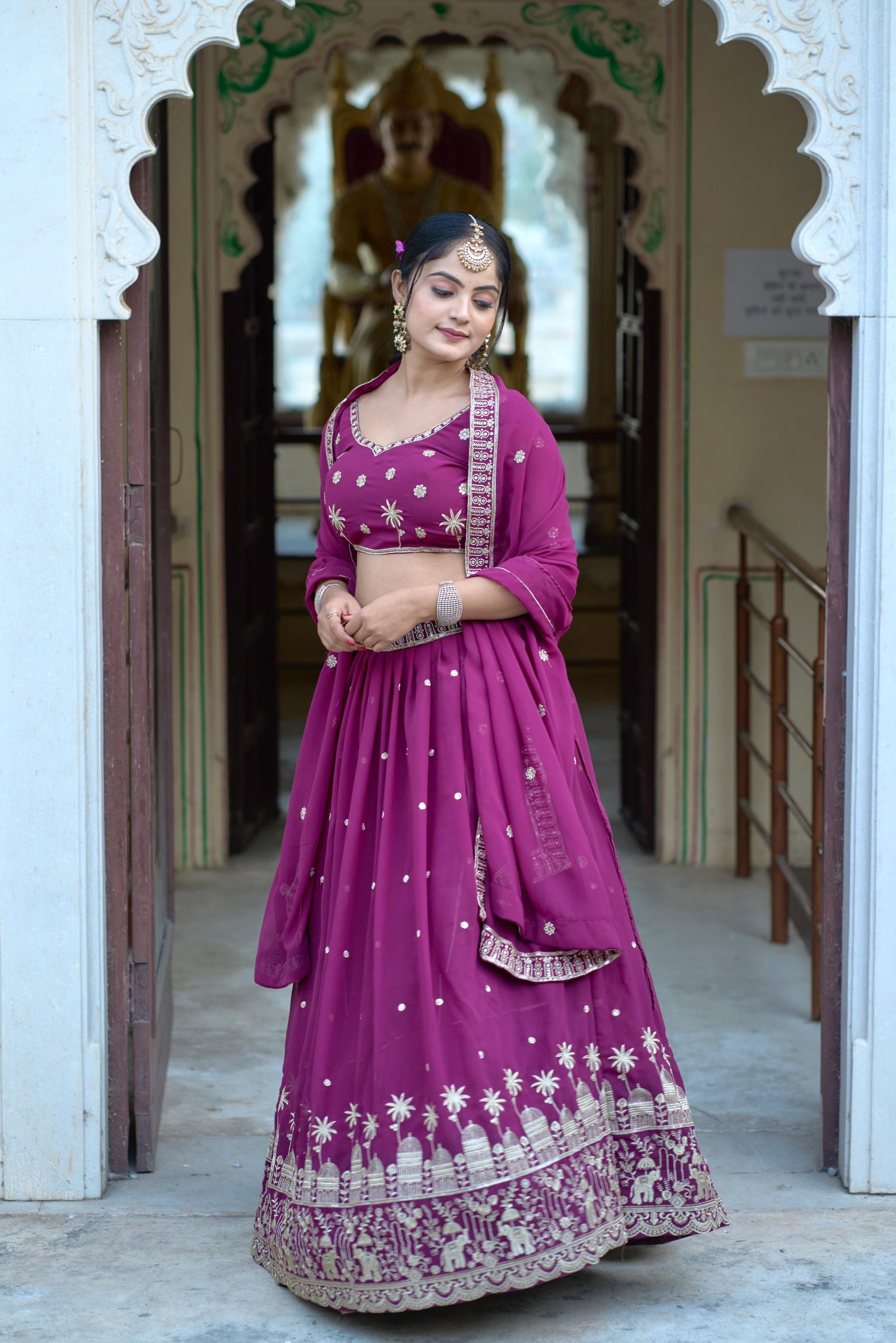 Stylish Georgette Rich Sequins Embroidered Lehenga Choli Set - INDIAN ELEGANCE