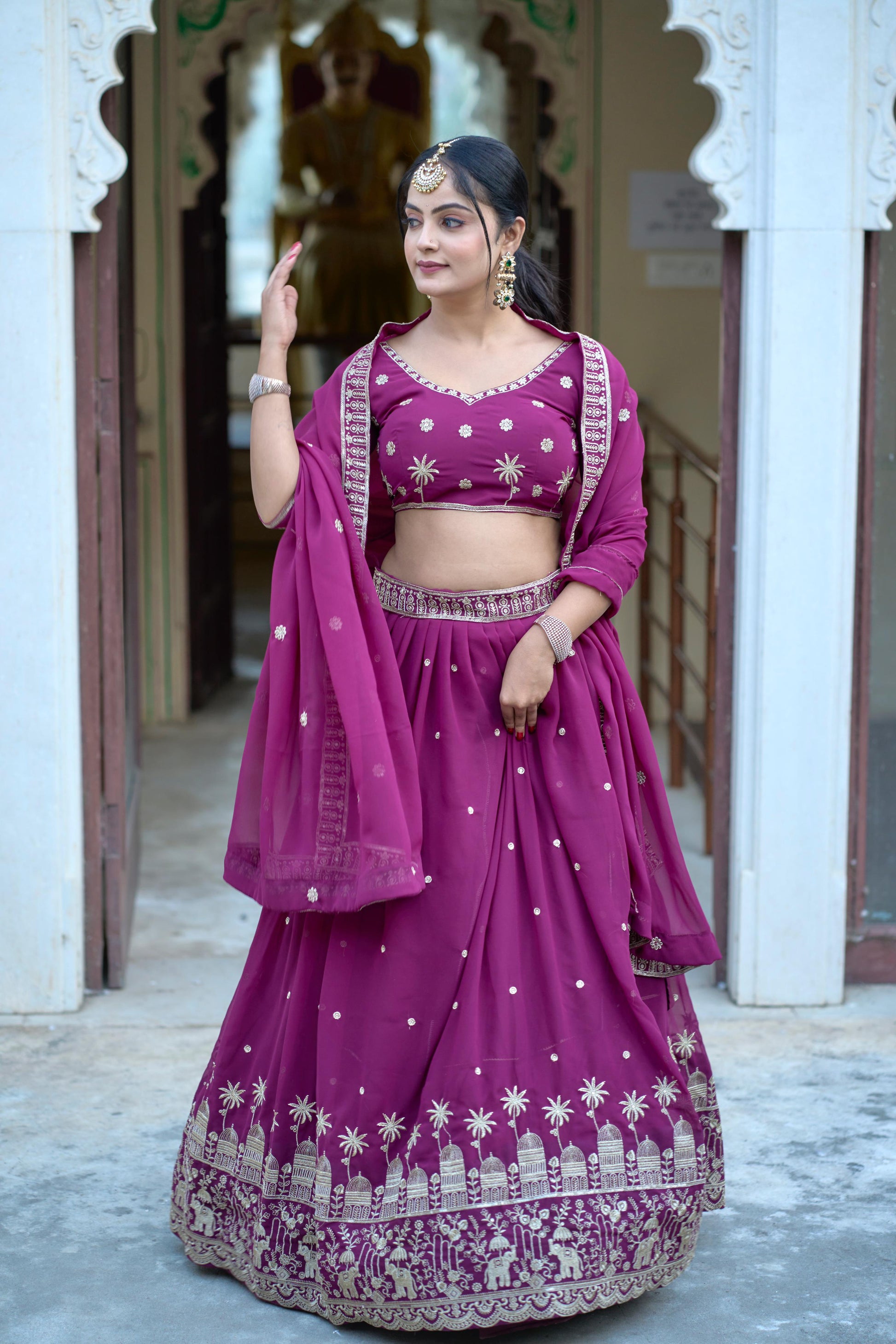 Stylish Georgette Rich Sequins Embroidered Lehenga Choli Set - INDIAN ELEGANCE