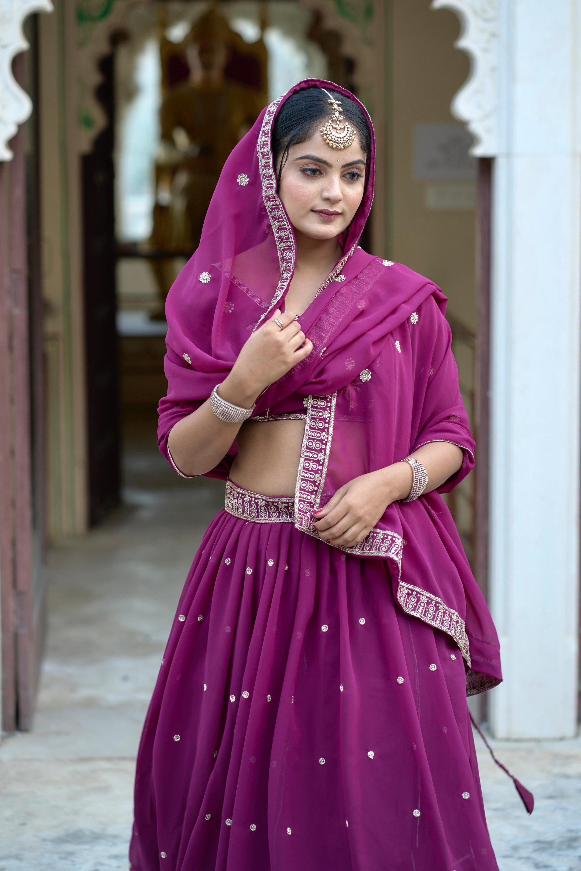 Stylish Georgette Rich Sequins Embroidered Lehenga Choli Set - INDIAN ELEGANCE