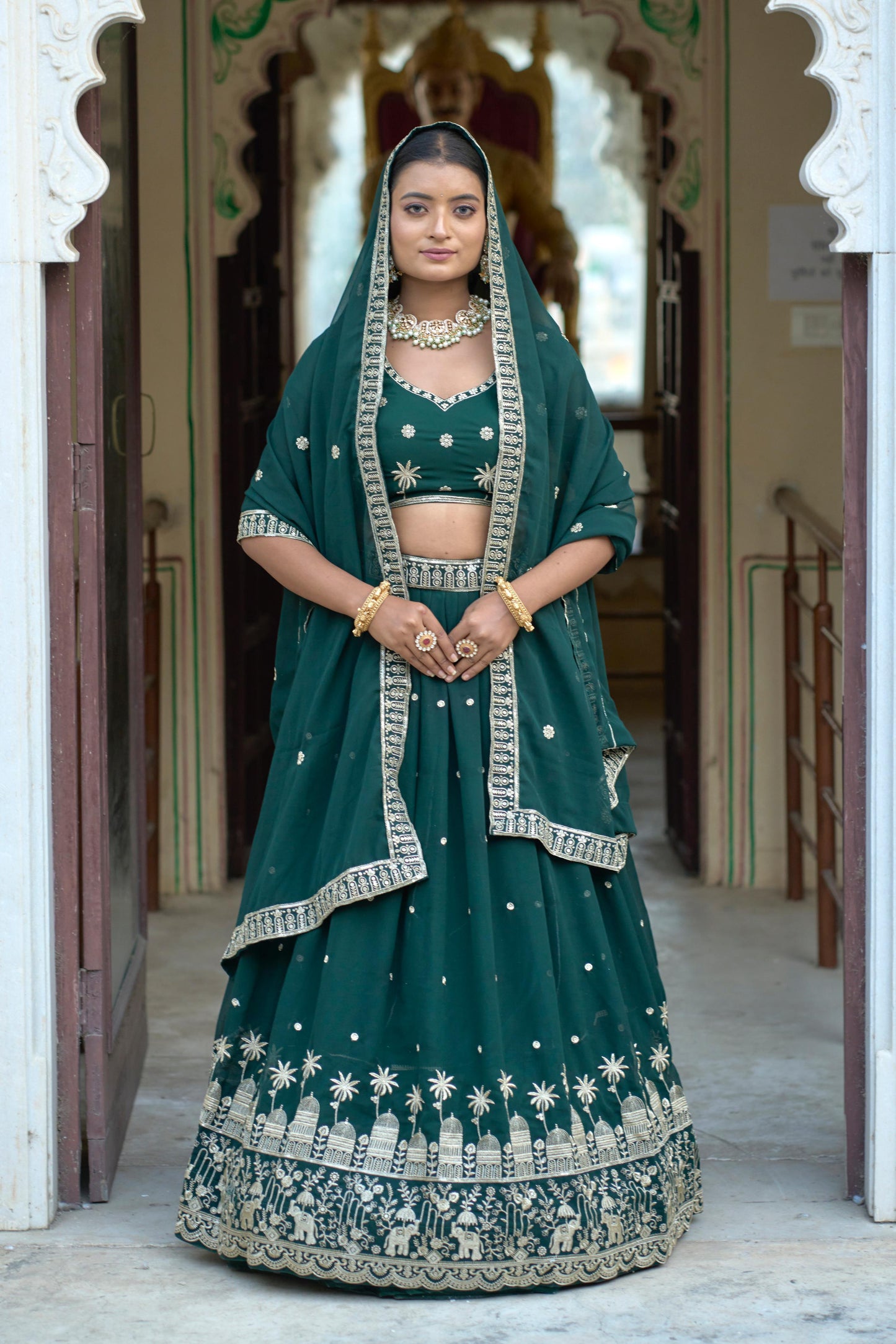 Stylish Georgette Rich Sequins Embroidered Lehenga Choli Set - INDIAN ELEGANCE